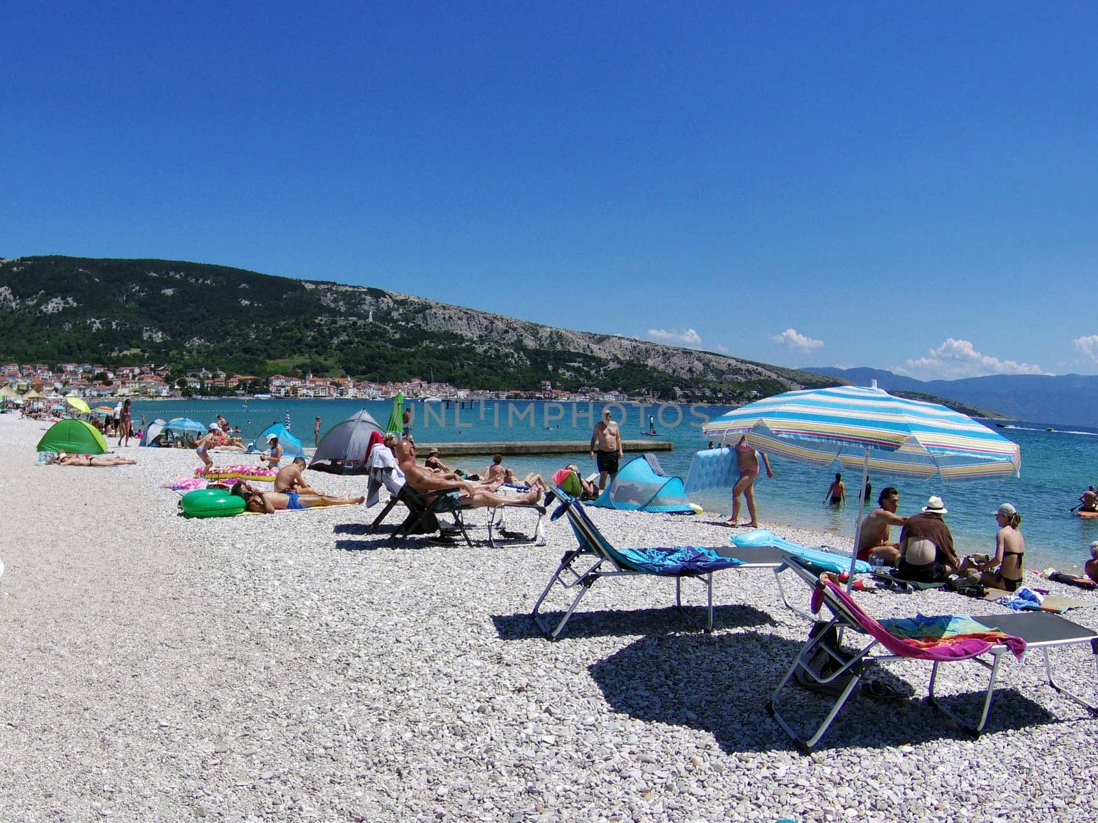Beach scene in Baska/island of Krk  Theme picture Croatia / Hrvatska / Croatia 2024