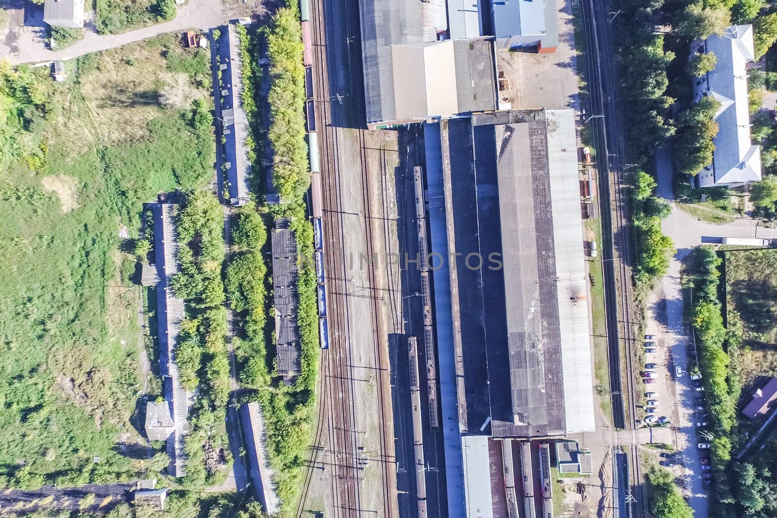 Top view of the city of Moscow, buildings and roads and other infrastructure of the city. Cityscape view from above.