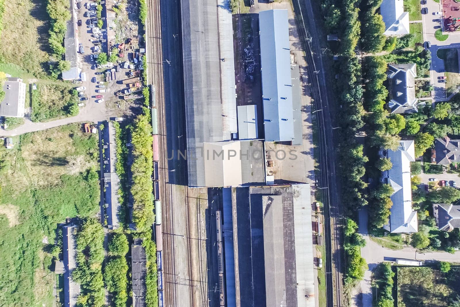 Top view of the city of Moscow, buildings and roads and other infrastructure of the city. Cityscape view from above.