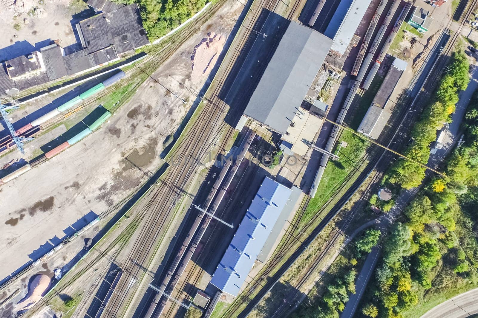 Top view of the city of Moscow, buildings and roads and other infrastructure of the city. Cityscape view from above.
