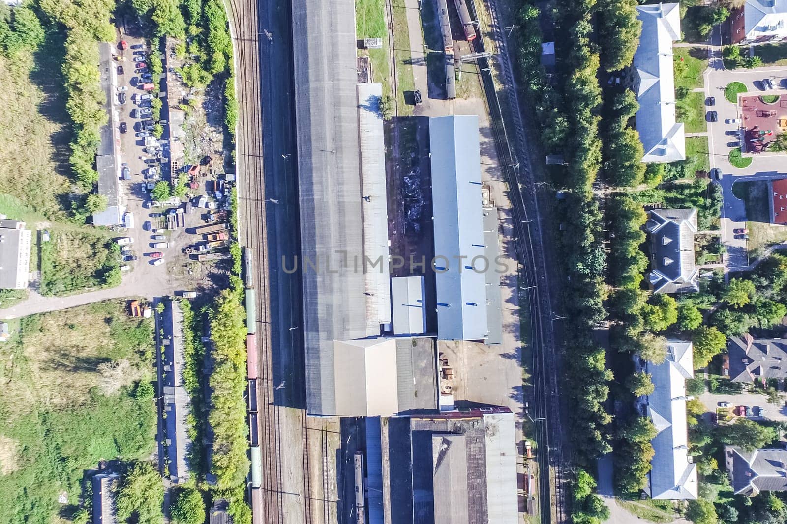 Top view of the city of Moscow, buildings and roads and other infrastructure of the city. Cityscape view from above.