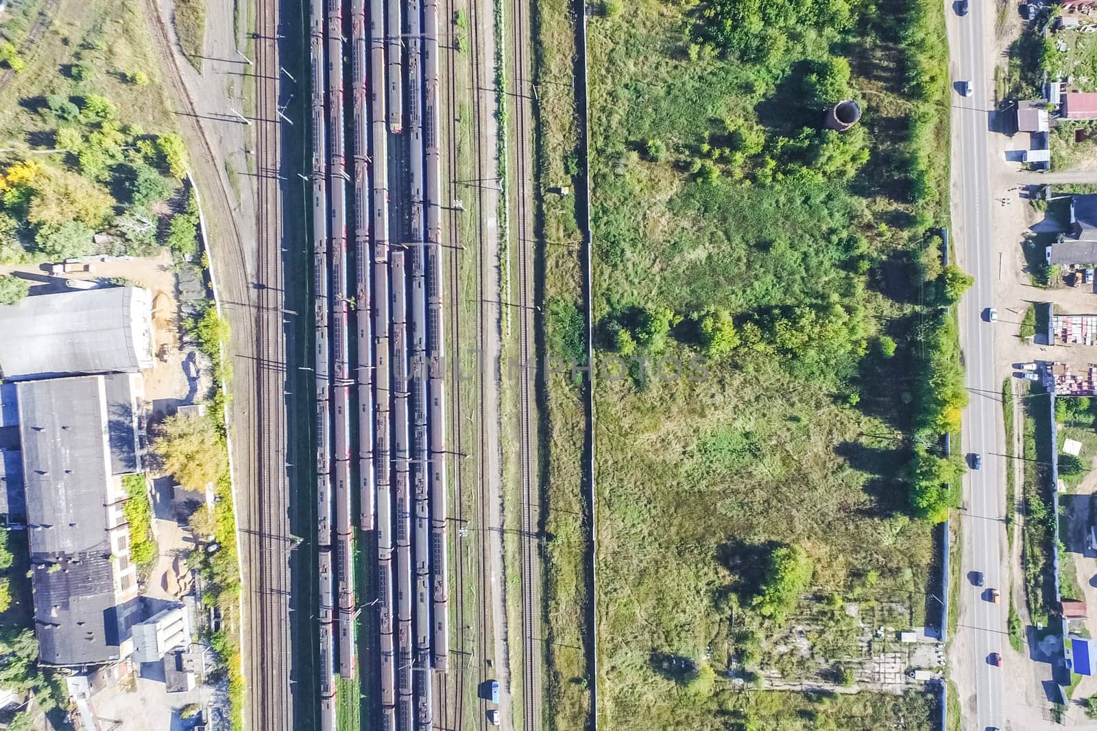 Top view of the city of Moscow, buildings and roads and other infrastructure of the city. Cityscape view from above.