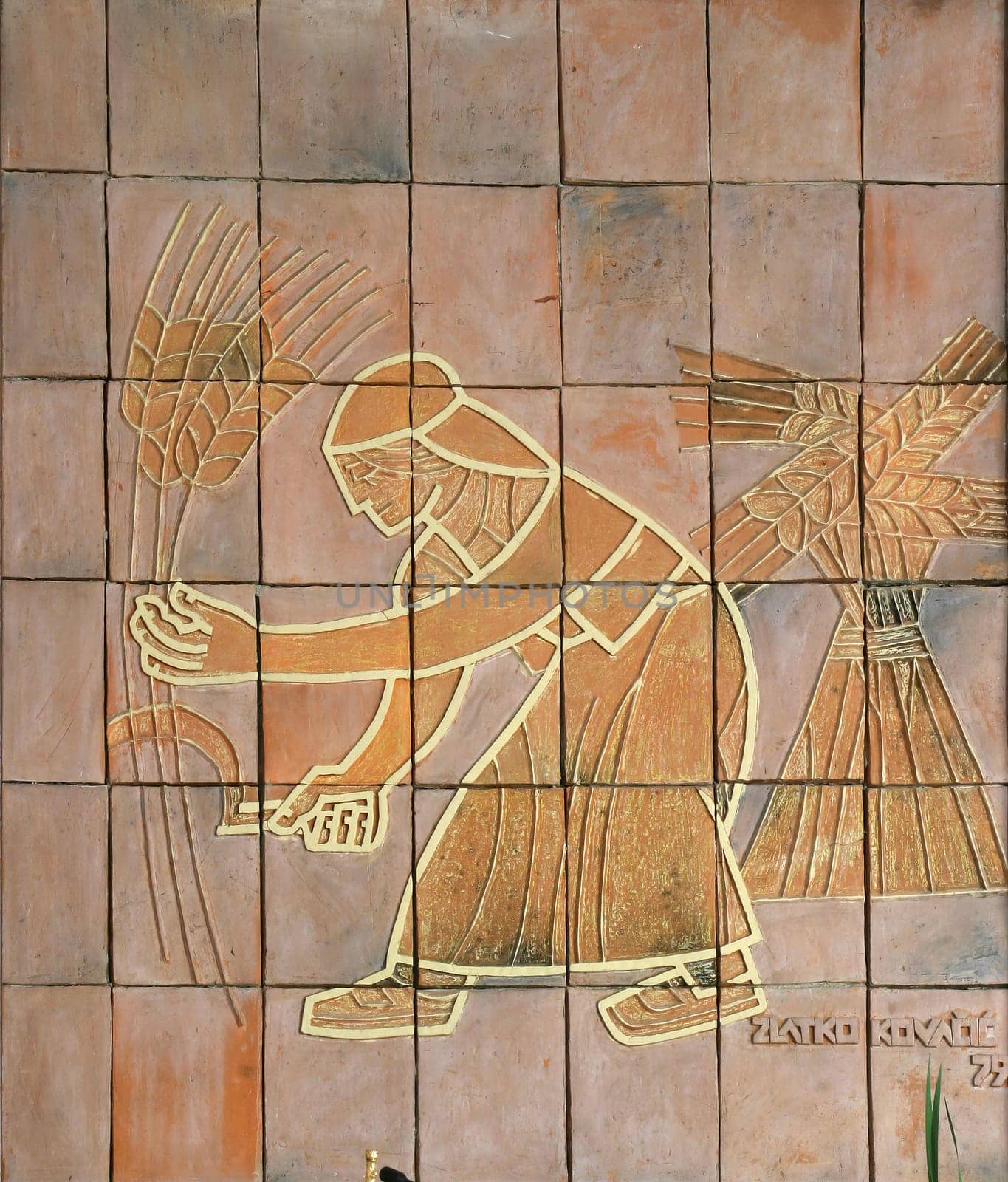 Relief with the symbol of the Eucharist, main altar in the parish church of the Saint Joseph the Worker in Klinca Sela, Croatia