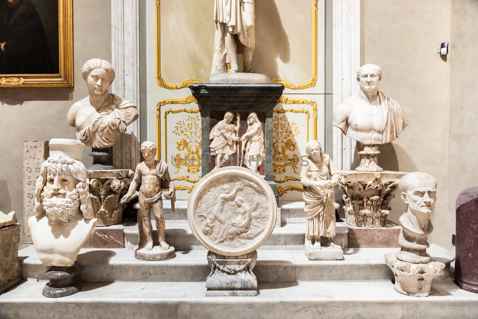 Rome, Italy - 28 December 2023: Doria Pamphilj Palace, antique art museum interior