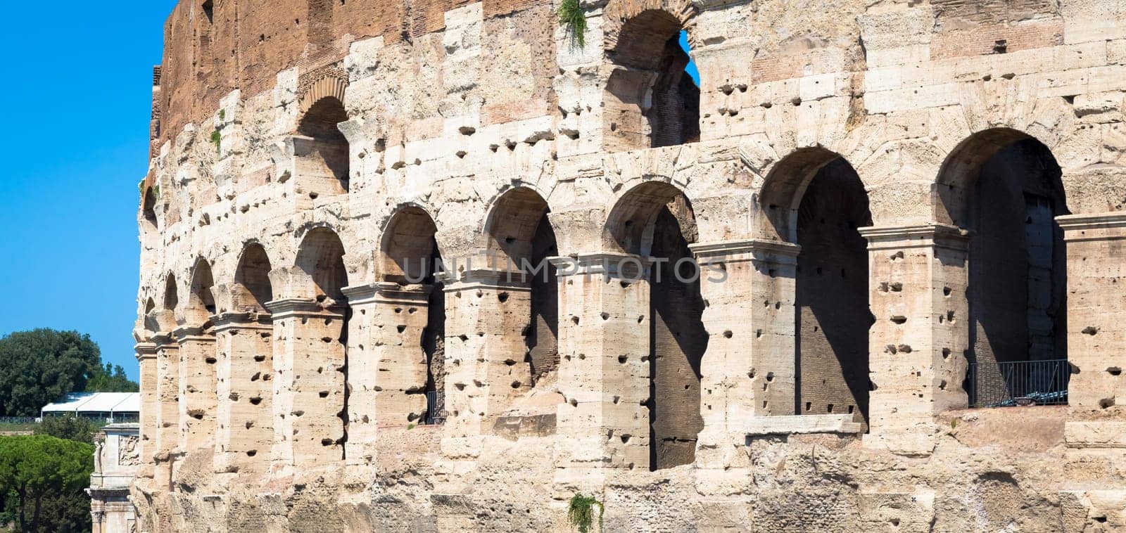 Rome, Italy - Marcello Theater exterior with blue sky. Famous Roman landmark