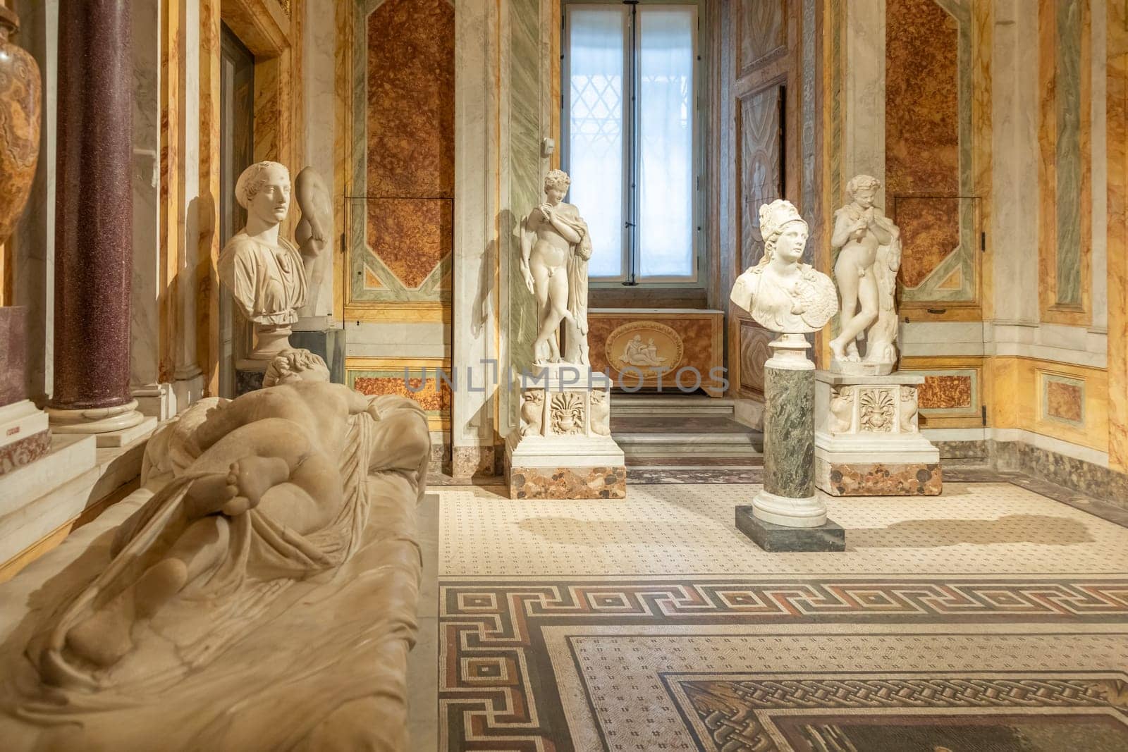 Rome, Italy - 28 December 2023: Galleria Borghese - Borghese Gallery - ancient art museum interior, nobody