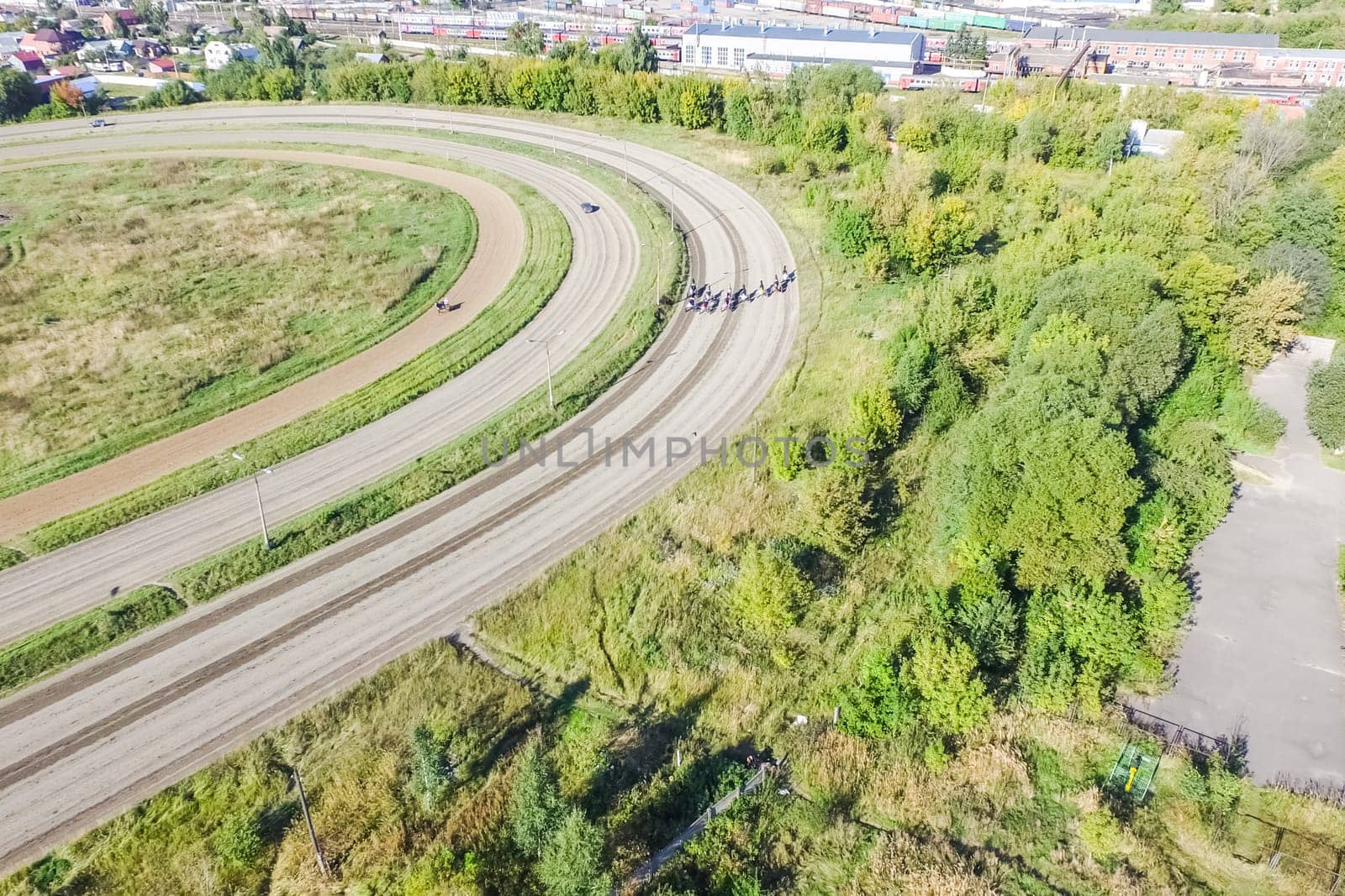 Top view of the railway. Railway rails and sleepers