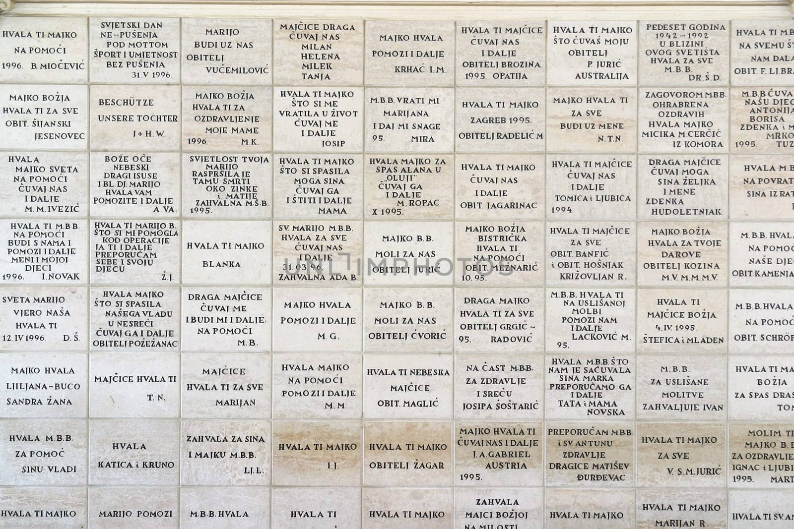 Votive tablets in Basilica Assumption of the Virgin Mary in Marija Bistrica, Croatia