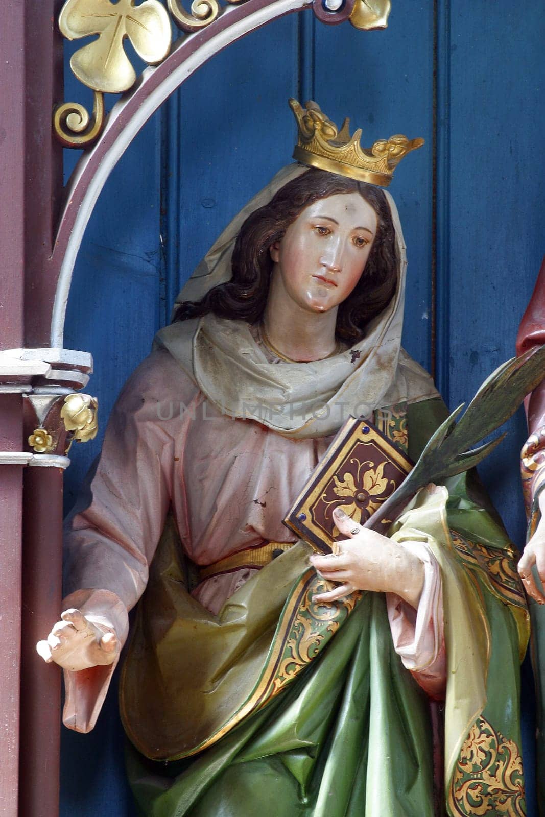 Saints Catherine of Alexandria, statue on the altar of Saints Fabian and Sebastian at Our Lady of Miracles Parish Church in Ostarije, Croatia