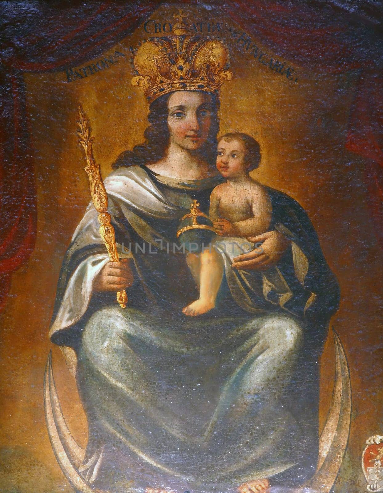 Painting on the Altar of the Virgin Mary Protector in the Cathedral of the Assumption of the Virgin Mary in Zagreb, Croatia