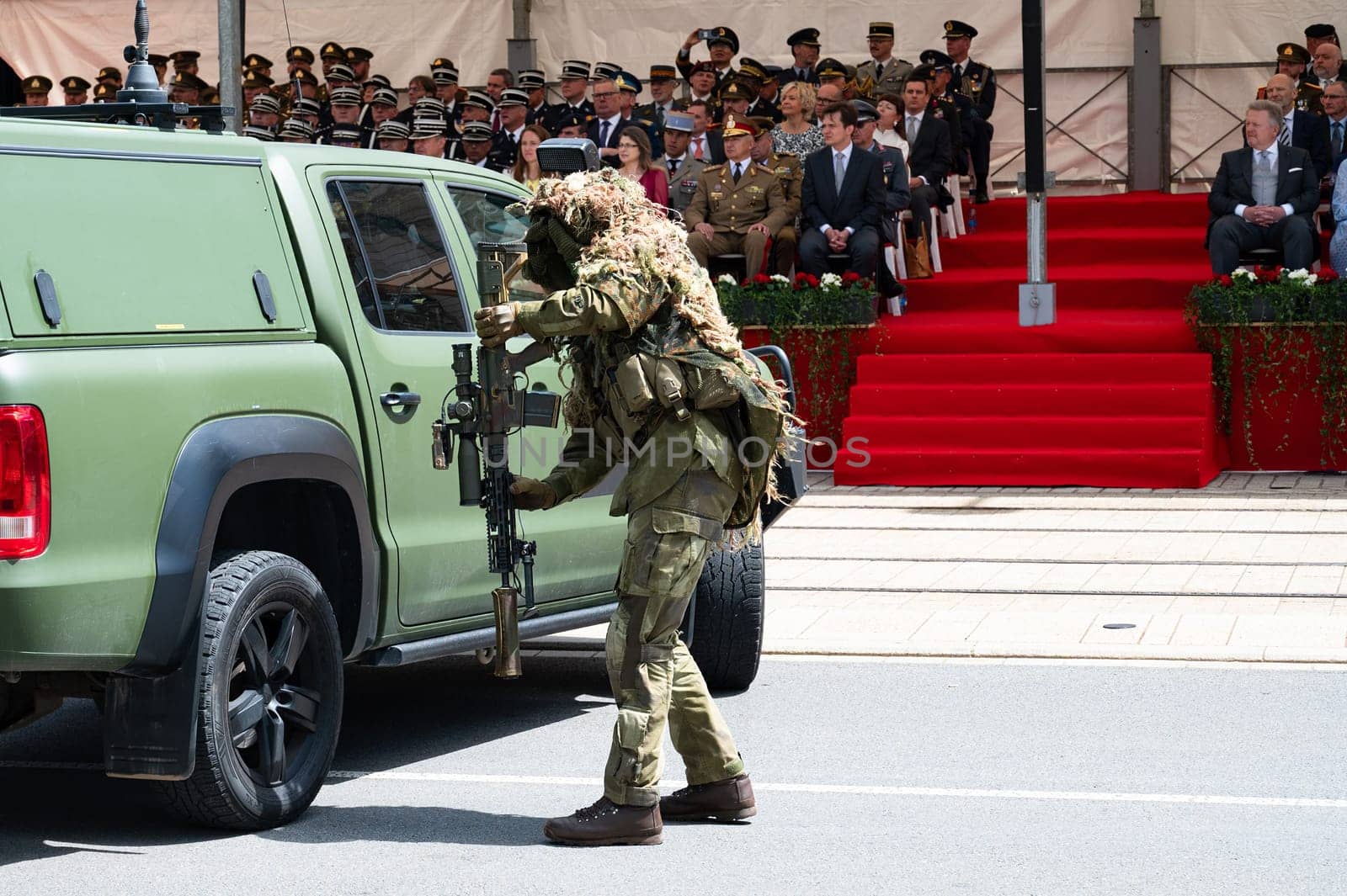 National Day Luxembourg, celebration of the Grand Duke´s birthday, military parade with luxembourgish army, police, fire department, rescue service and armed forced, Luxembourg city, 23.06.2024