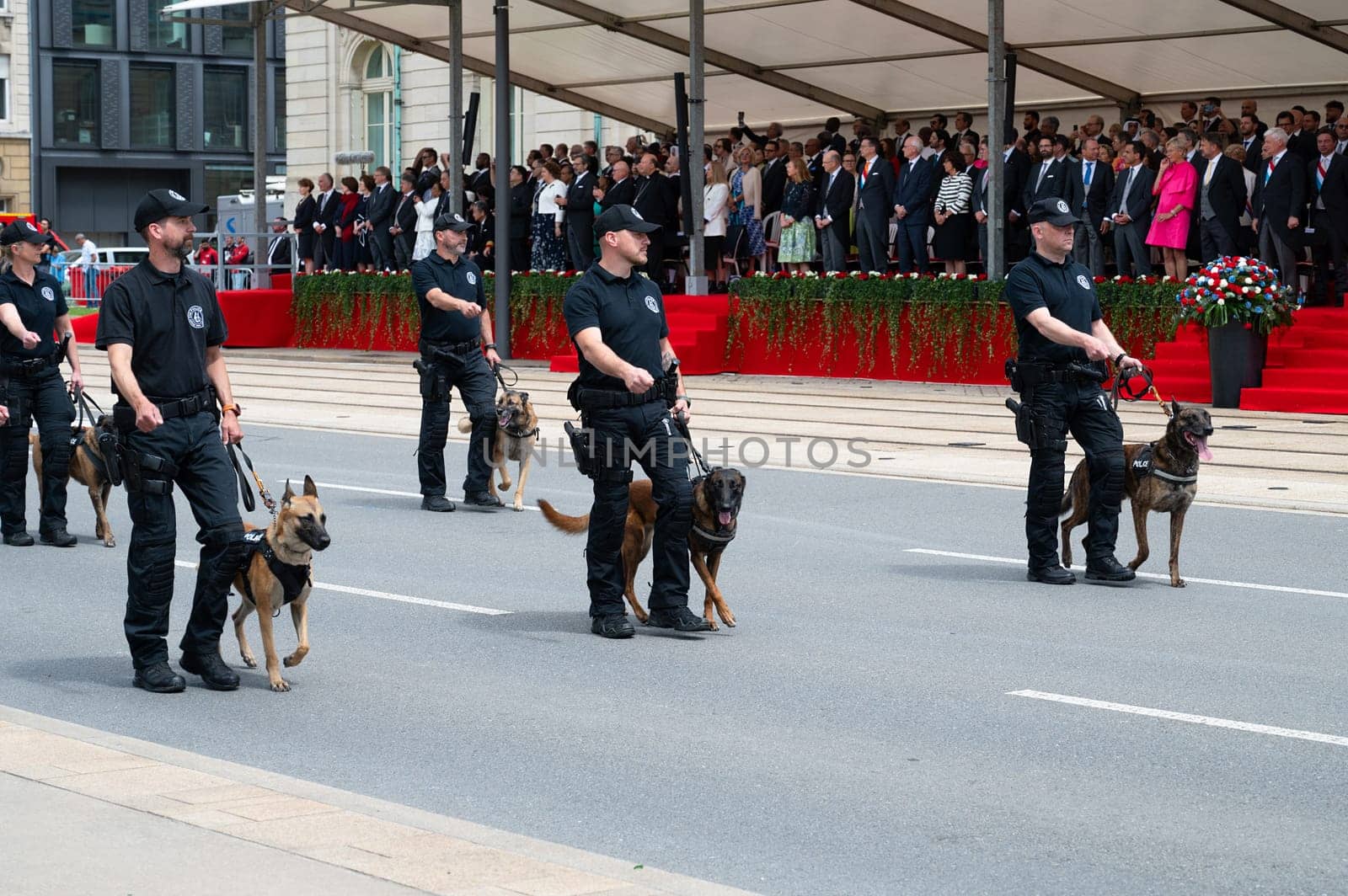 National Day Luxembourg, celebration of the Grand Duke´s birthday, military parade with luxembourgish army, police, fire department, rescue service and armed forced, Luxembourg city, 23.06.2024