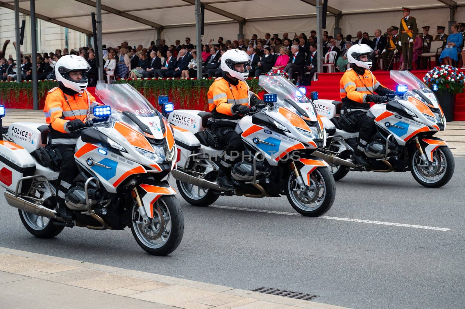 National Day Luxembourg, celebration of the Grand Duke´s birthday, military parade with luxembourgish army, police, fire department, rescue service and armed forced, Luxembourg city, 23.06.2024