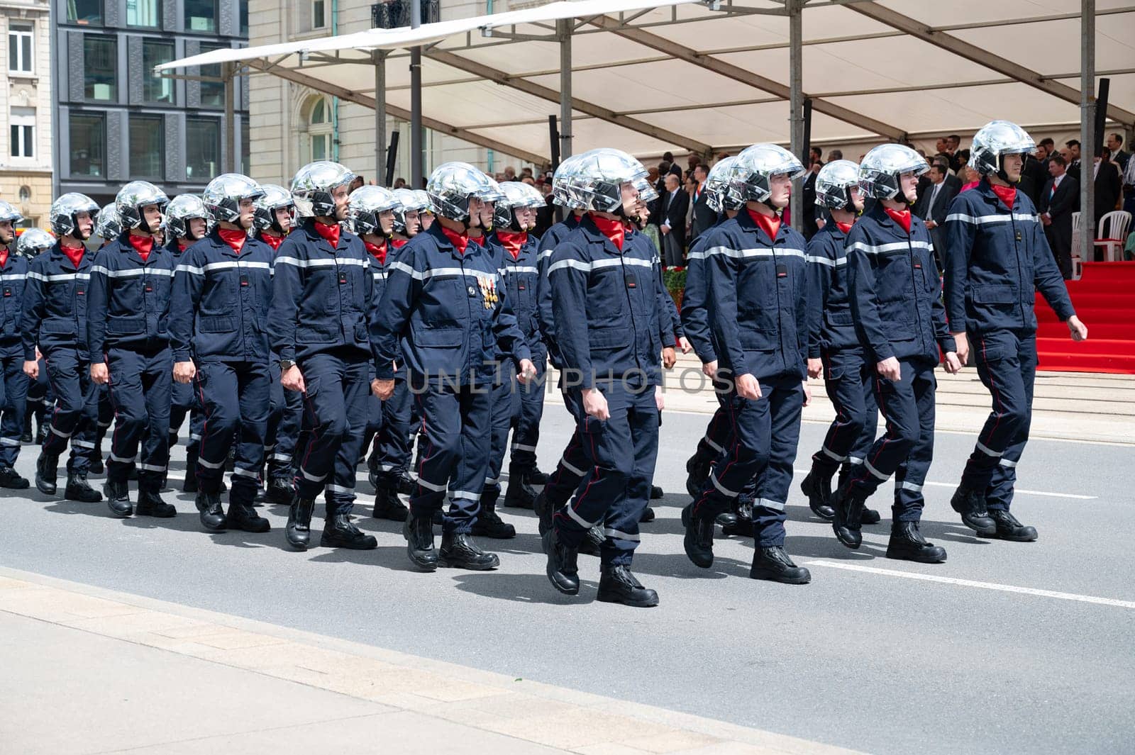 National Day Luxembourg, celebration of the Grand Duke´s birthday, military parade with luxembourgish army, police, fire department, rescue service and armed forced, Luxembourg city, 23.06.2024