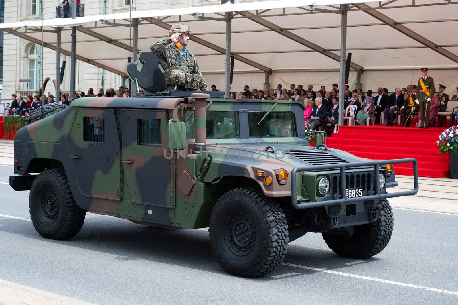 National Day Luxembourg, celebration of the Grand Duke´s birthday, military parade with luxembourgish army, police, fire department, rescue service and armed forced, Luxembourg city, 23.06.2024
