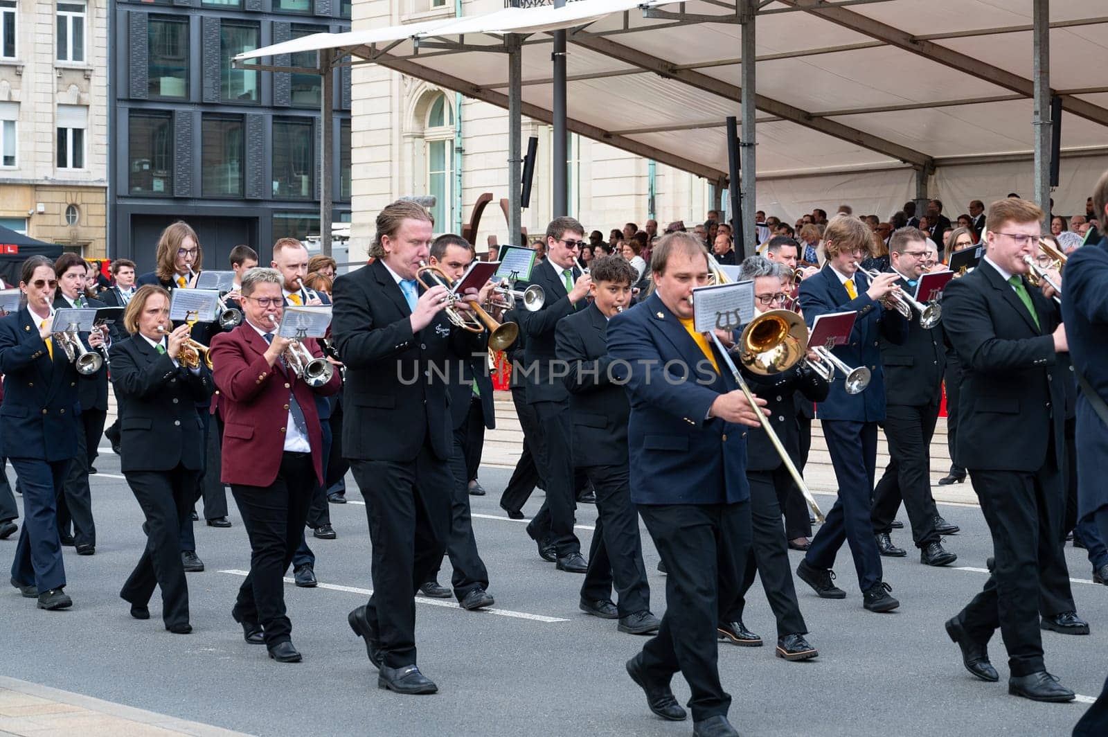 National Day Luxembourg, celebration of the Grand Duke´s birthday, military parade with luxembourgish army, police, fire department, rescue service and armed forced, Luxembourg city, 23.06.2024