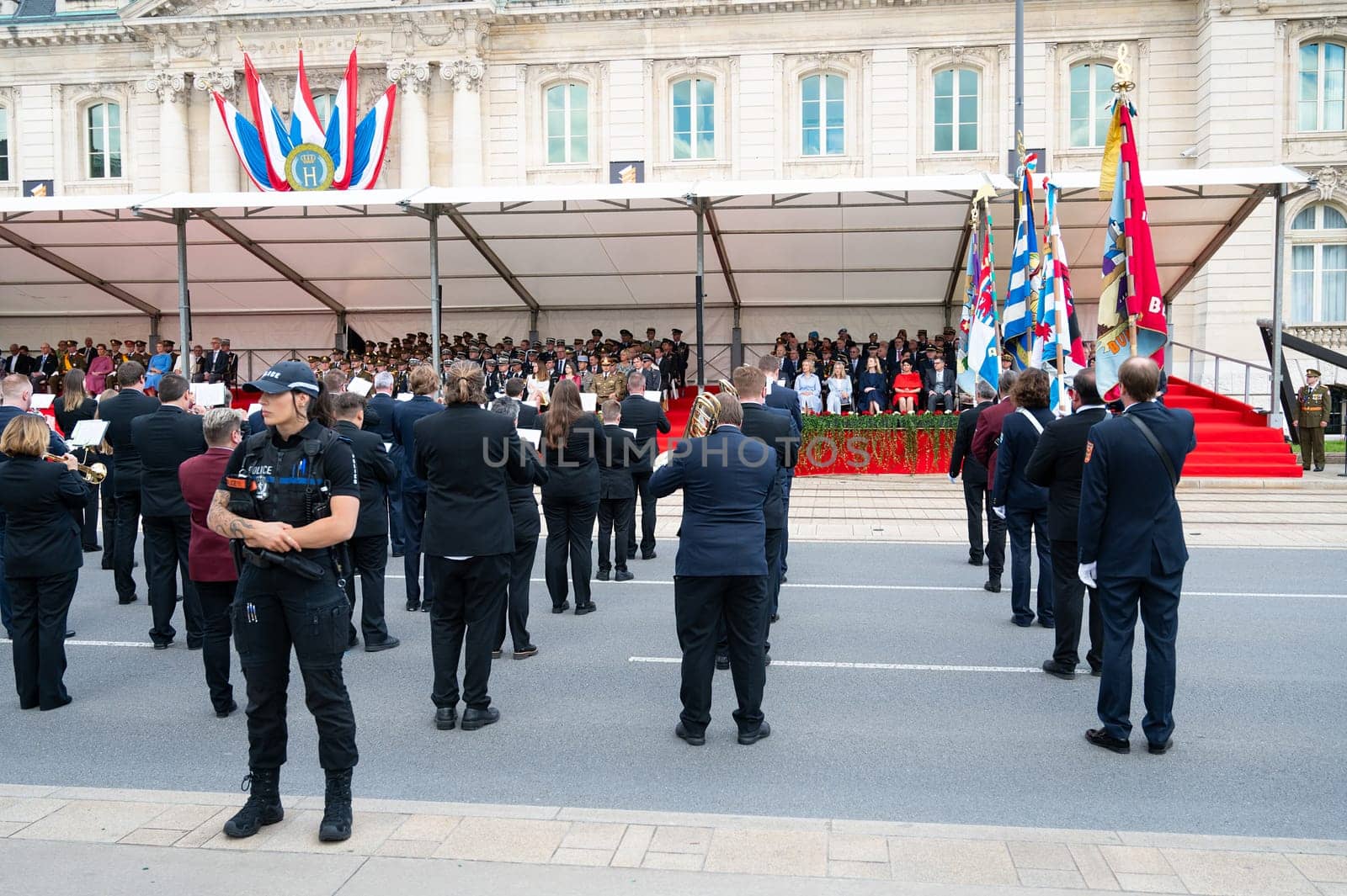National Day Luxembourg, celebration of the Grand Duke´s birthday, military parade with luxembourgish army, police, fire department, rescue service and armed forced, Luxembourg city, 23.06.2024