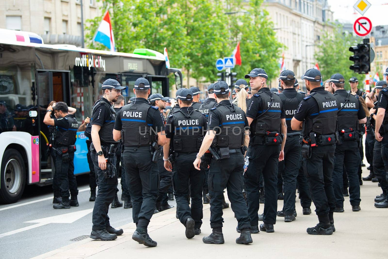 National Day Luxembourg, celebration of the Grand Duke´s birthday, military parade with luxembourgish army, police, fire department, rescue service and armed forced, Luxembourg city, 23.06.2024