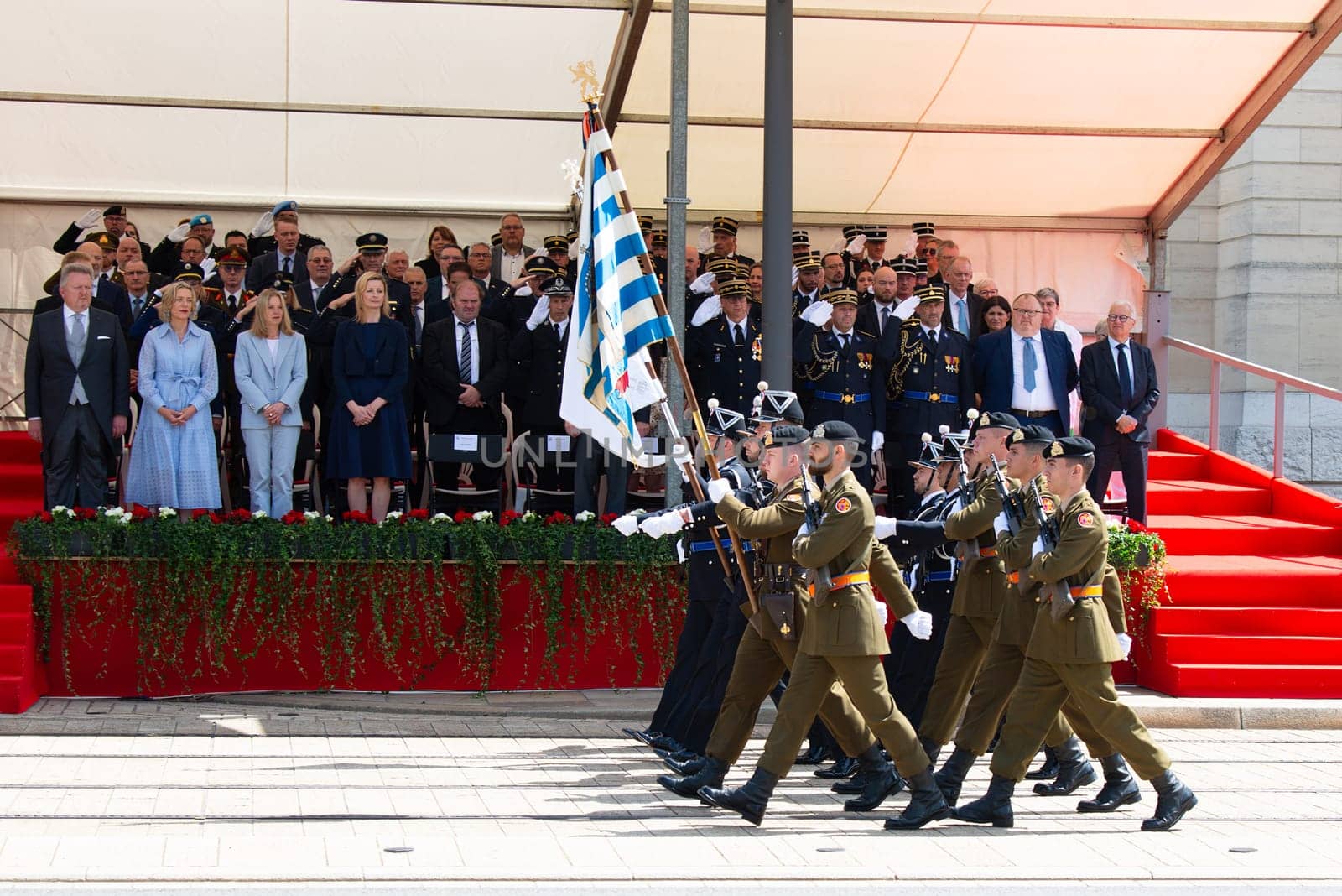 National Day Luxembourg, celebration of the Grand Duke´s birthday, military parade with luxembourgish army, police, fire department, rescue service and armed forced, Luxembourg city, 23.06.2024