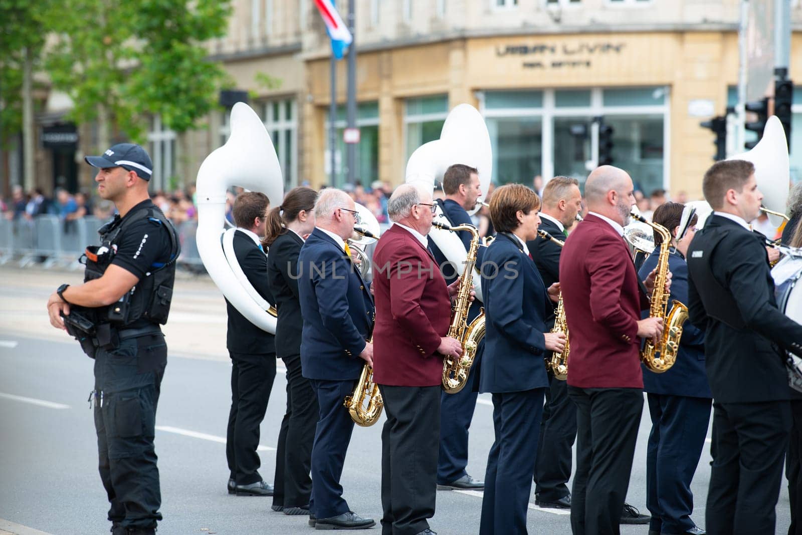 National Day Luxembourg, celebration of the Grand Duke´s birthday, military parade with luxembourgish army, police, fire department, rescue service and armed forced, Luxembourg city, 23.06.2024