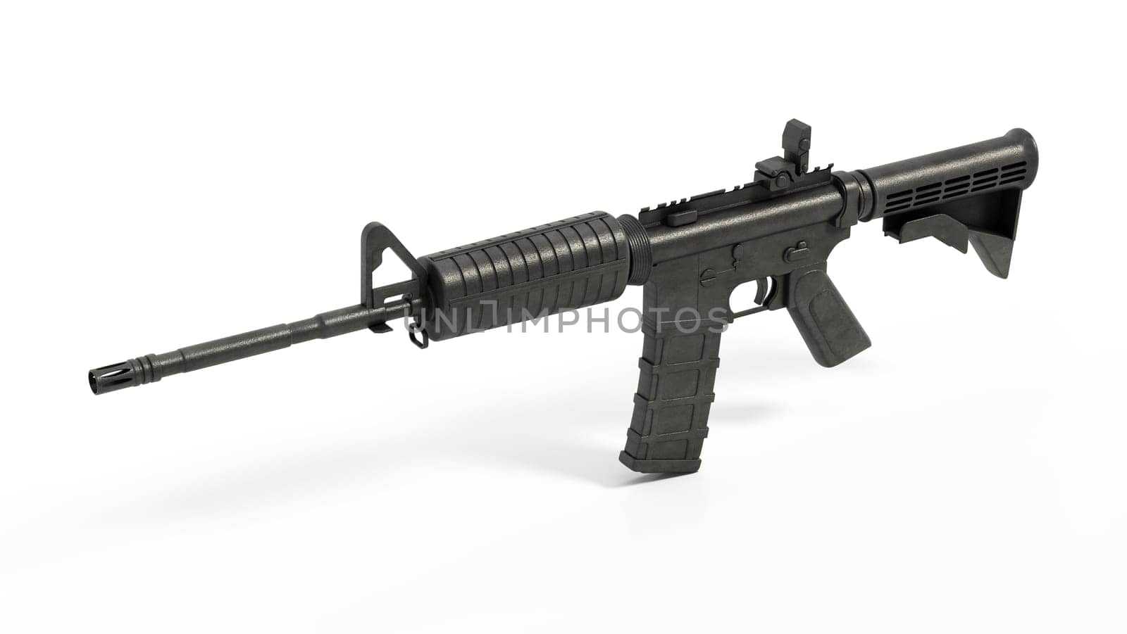 Automatic assault rifle isolated on white background. 3D illustration.