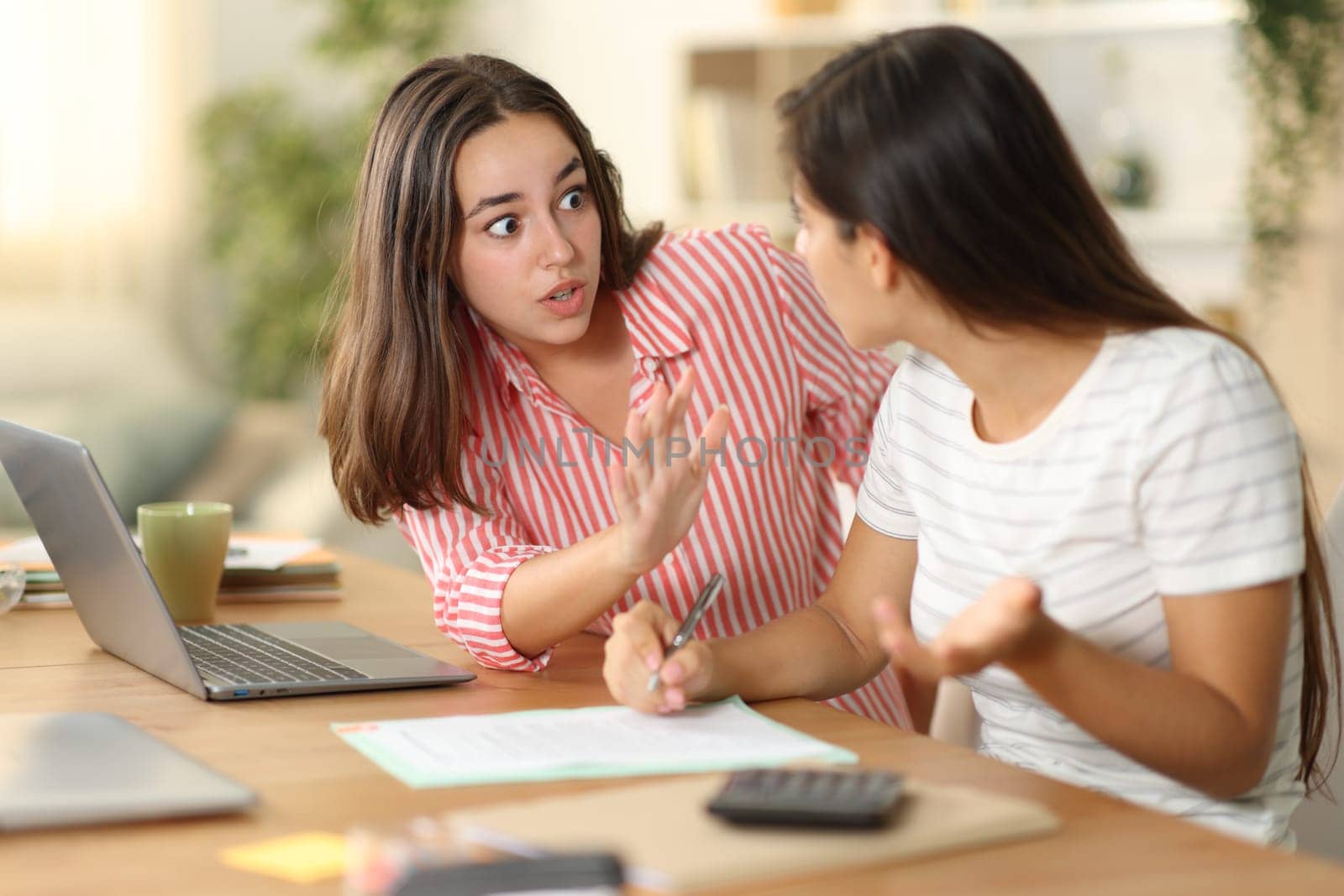 Tele worker avoiding to a colleague to signing contract at home