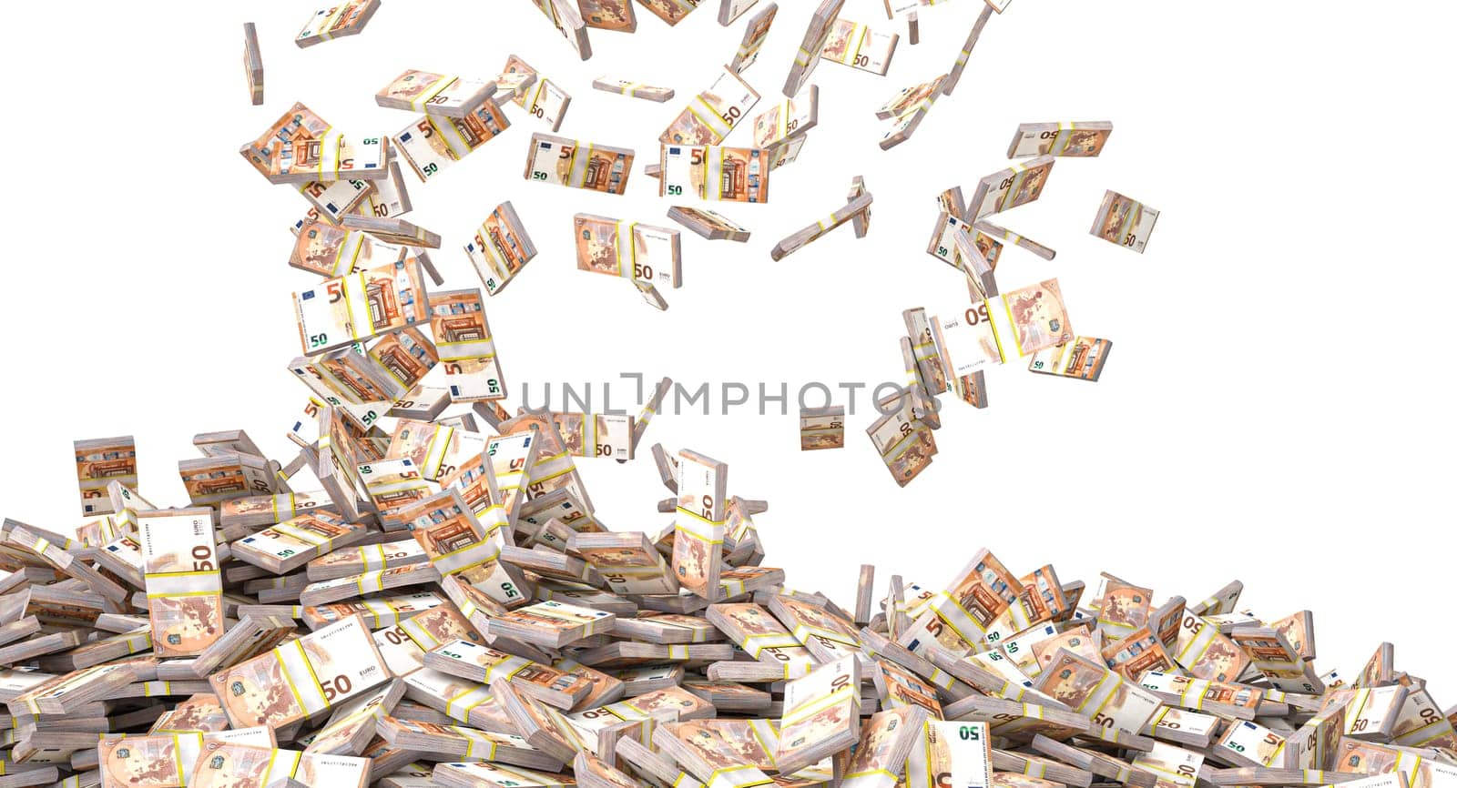 3d illustration  50 euro bills scattered isolate  background financial concepts
