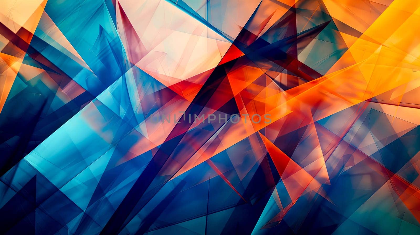 Abstract background with dynamic shapes triangles  orange  blue