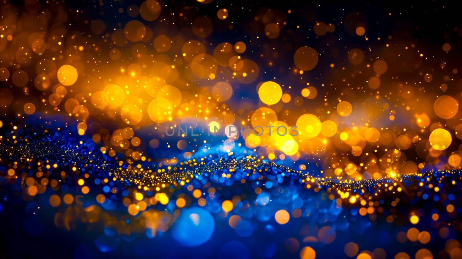Abstract defocused bokeh background  yellow  blue circular lights