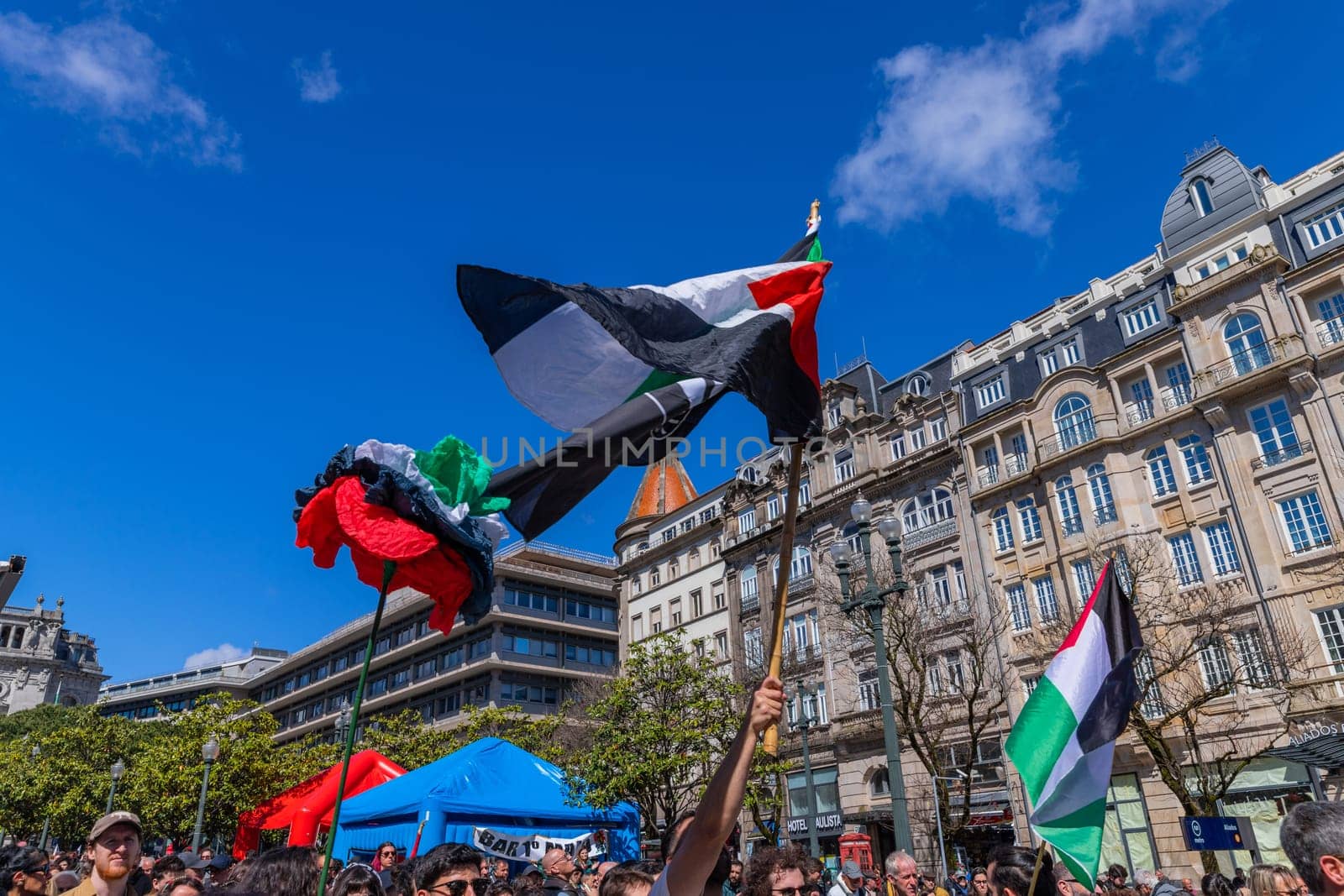 Porto, Portugal: May 1, 2024: Celebration and Protest of the May 1in Portugal, Labour Day, in Porto, Portugal