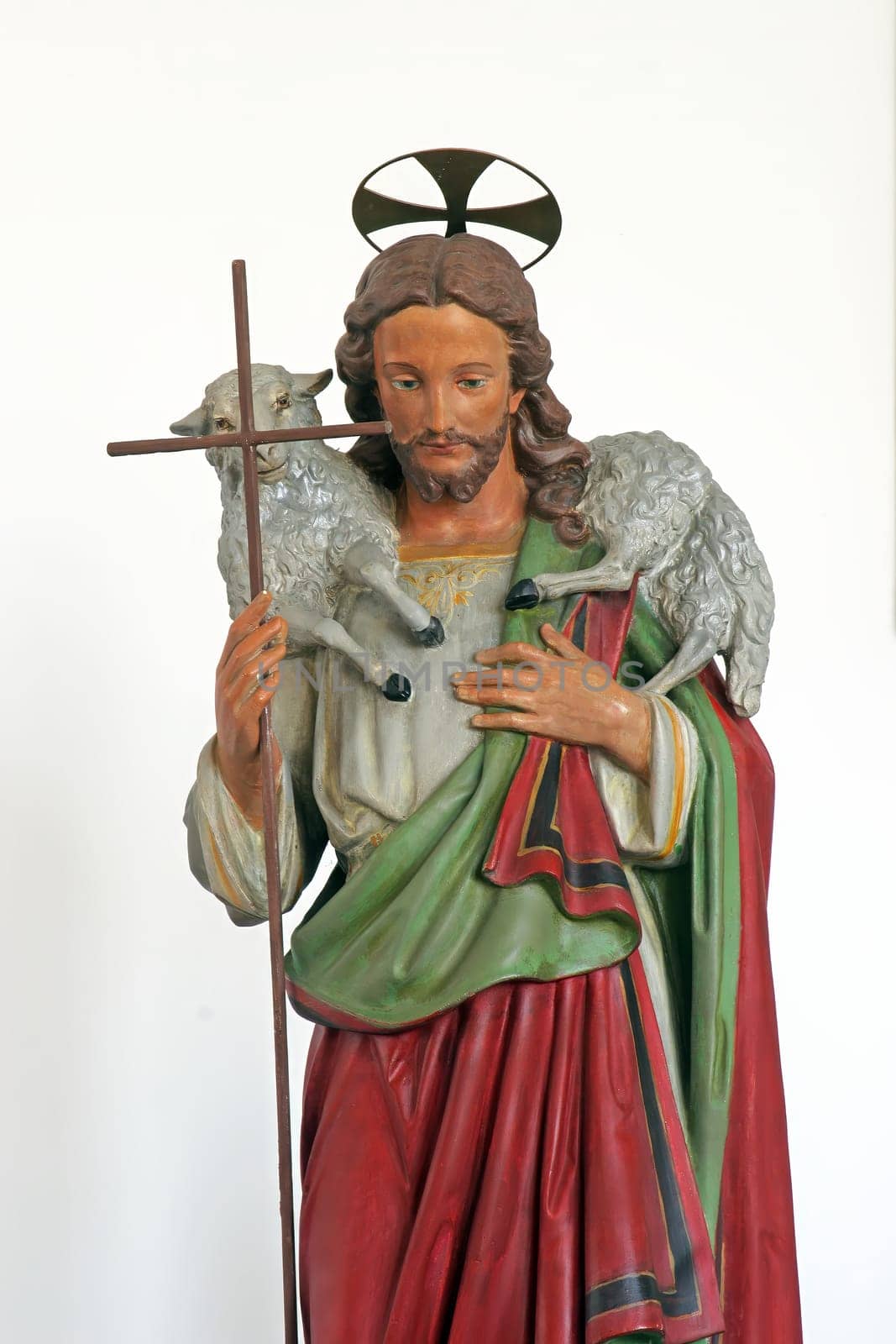Good Shepherd statue in the Good Shepherd Parish Church in Brestje, Croatia