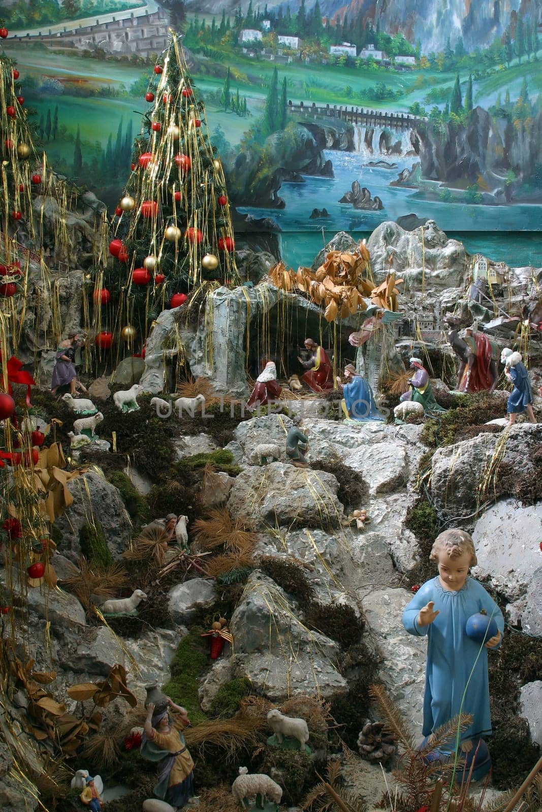 Christmas nativity scene in the parish church of the Assumption of the Virgin Mary in Pregrada, Croatia