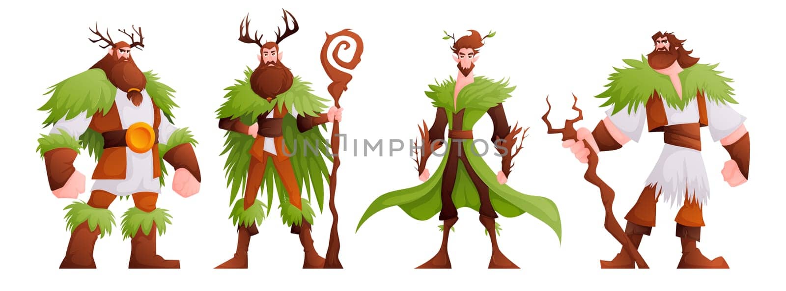 Fantasy Druids with Antlers and Staffs