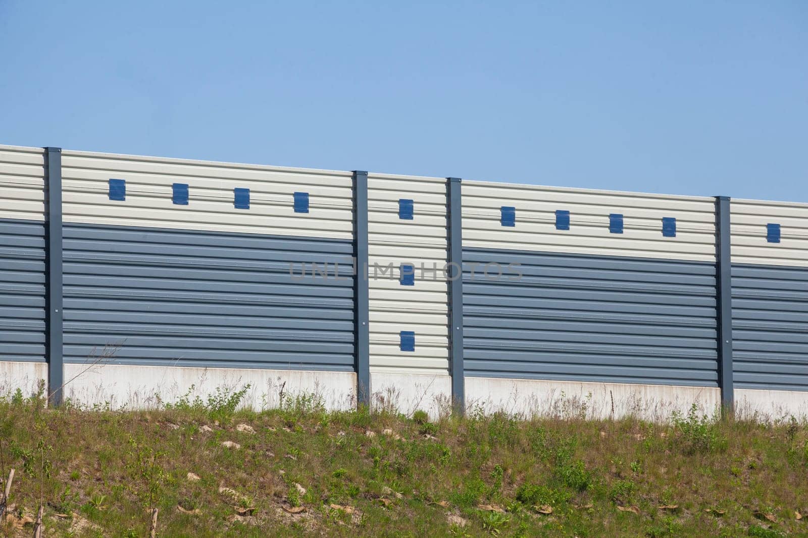Noise barrier along a highway, Buxtehude, Lower Saxony, Germany