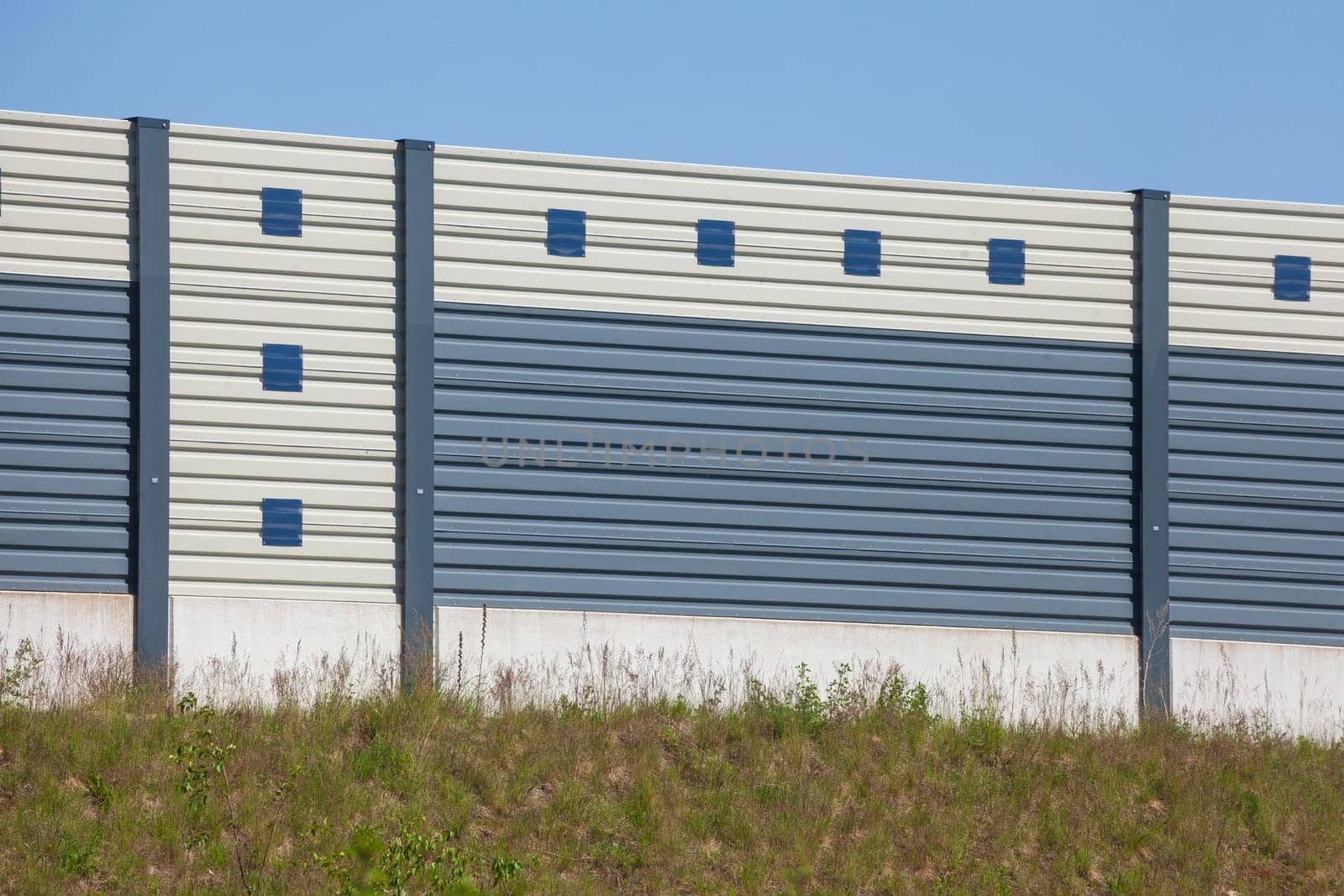 Noise barrier along a highway, Buxtehude, Lower Saxony, Germany