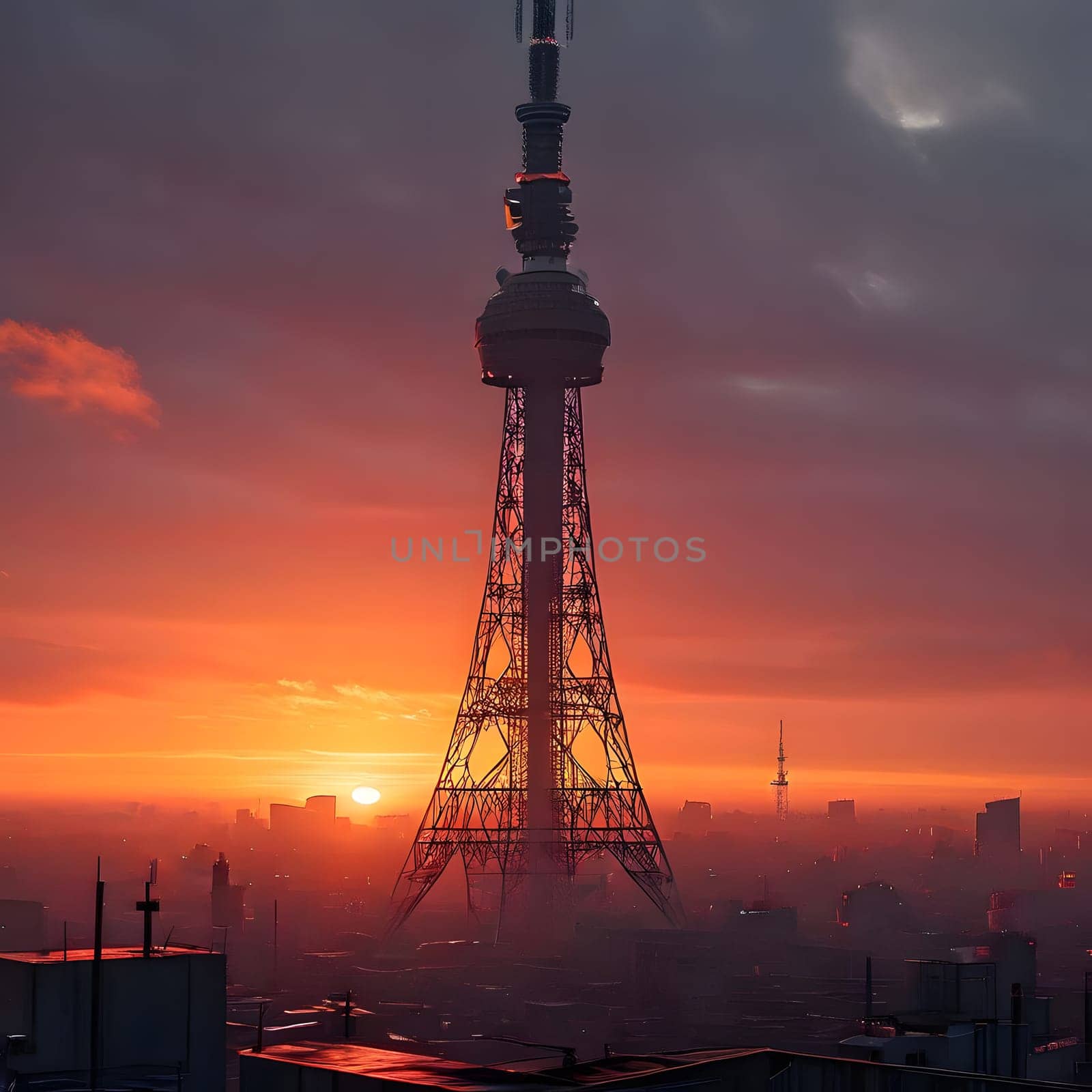 high television tower for communication and distribution of signals