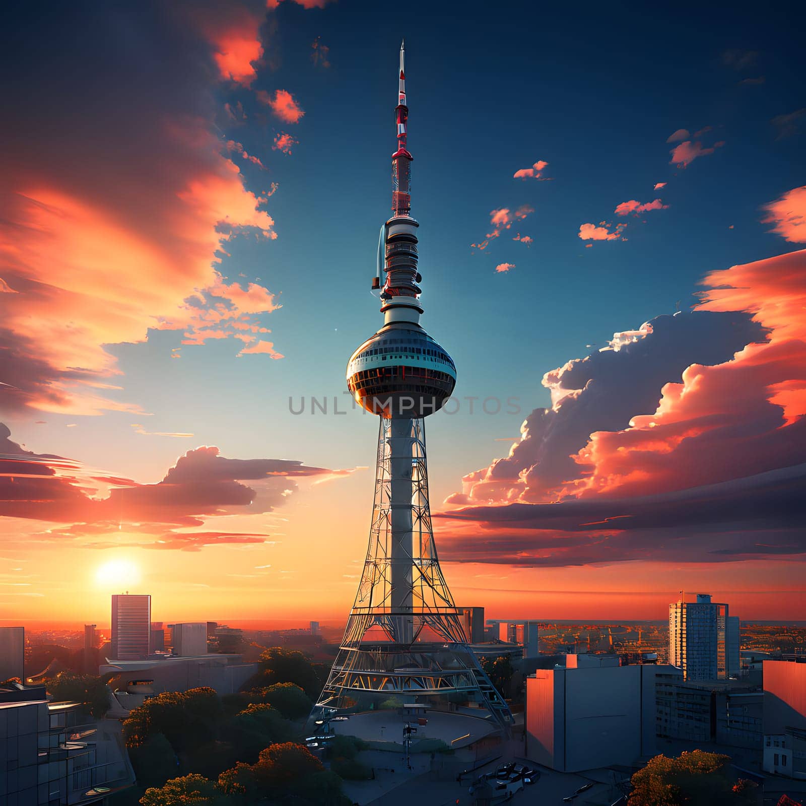 high television tower for communication and distribution of signals
