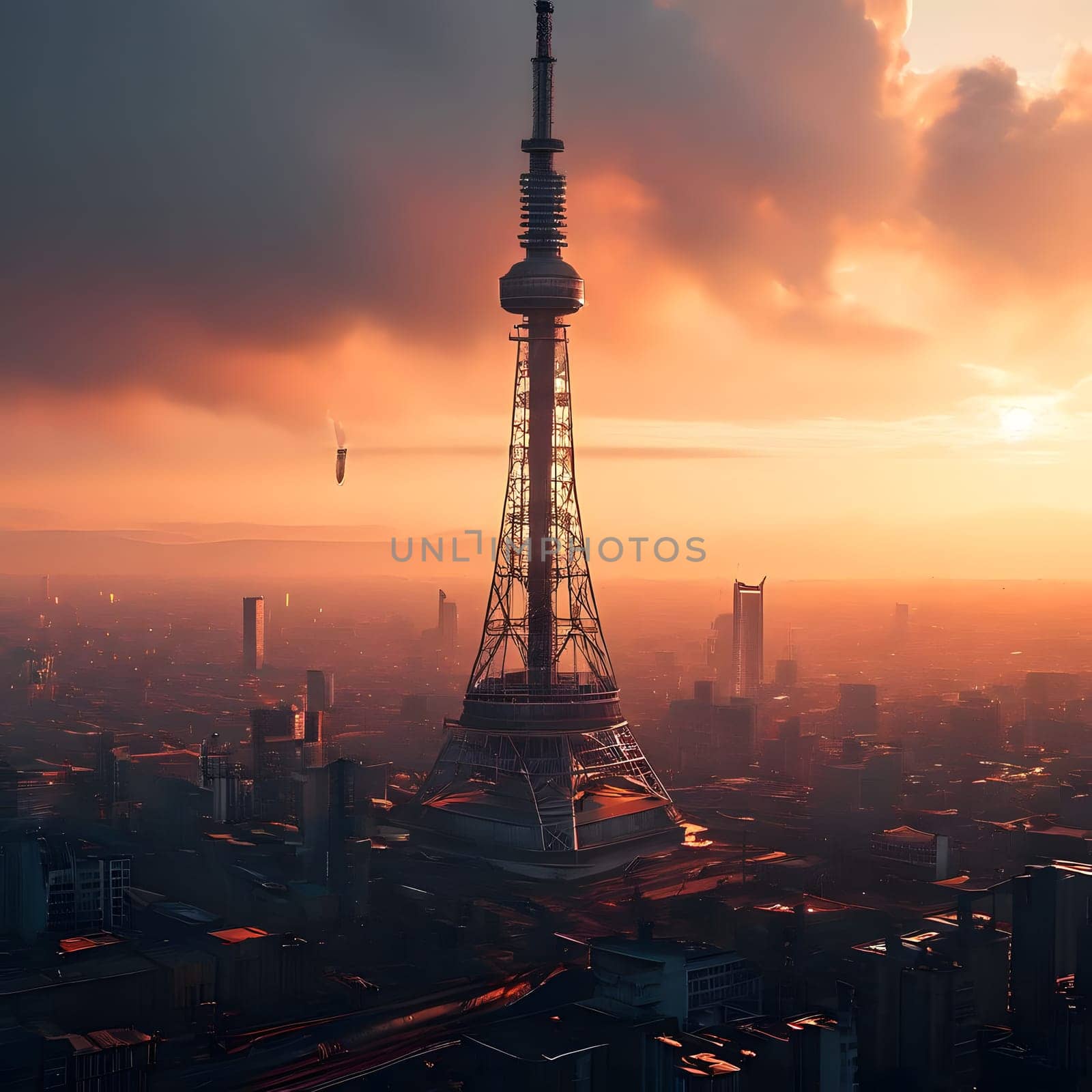 high television tower for communication and distribution of signals
