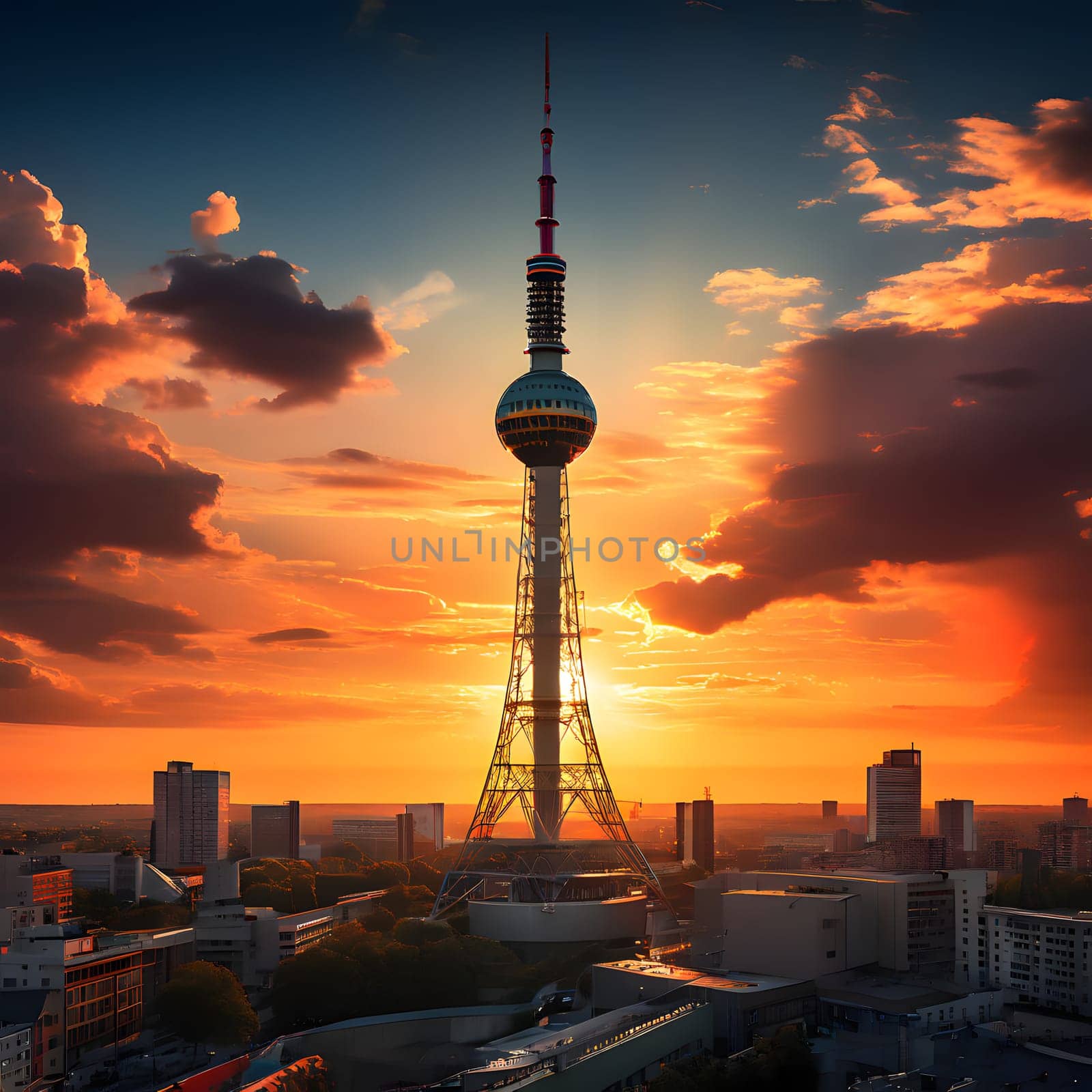 high television tower for communication and distribution of signals
