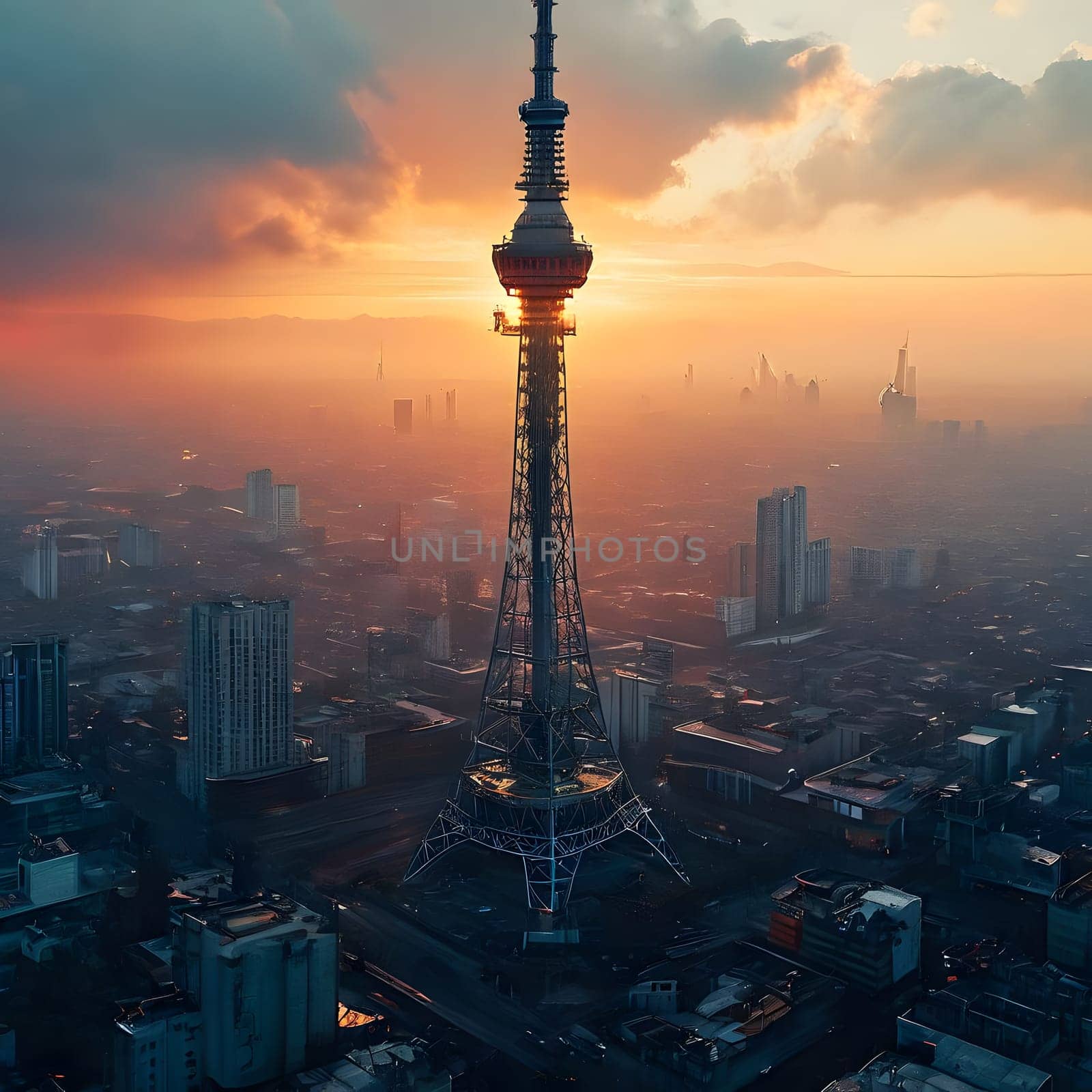 high television tower for communication and distribution of signals