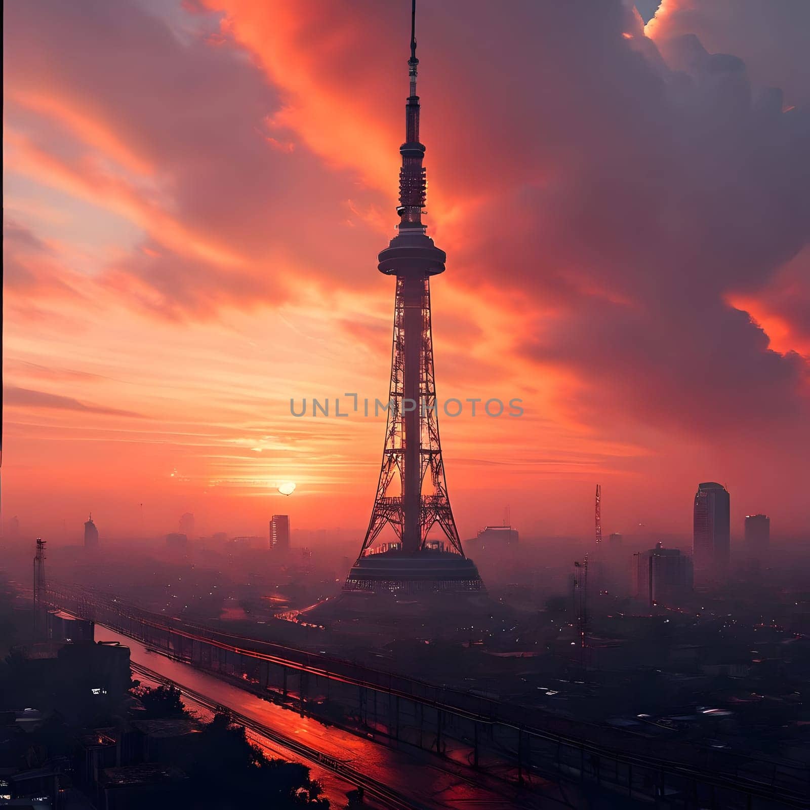 high television tower for communication and distribution of signals