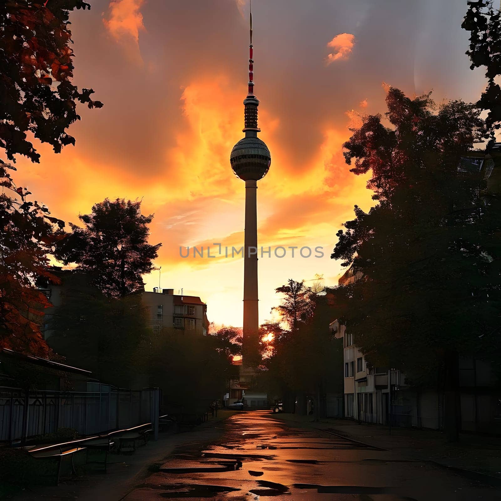 high television tower for communication and distribution of signals