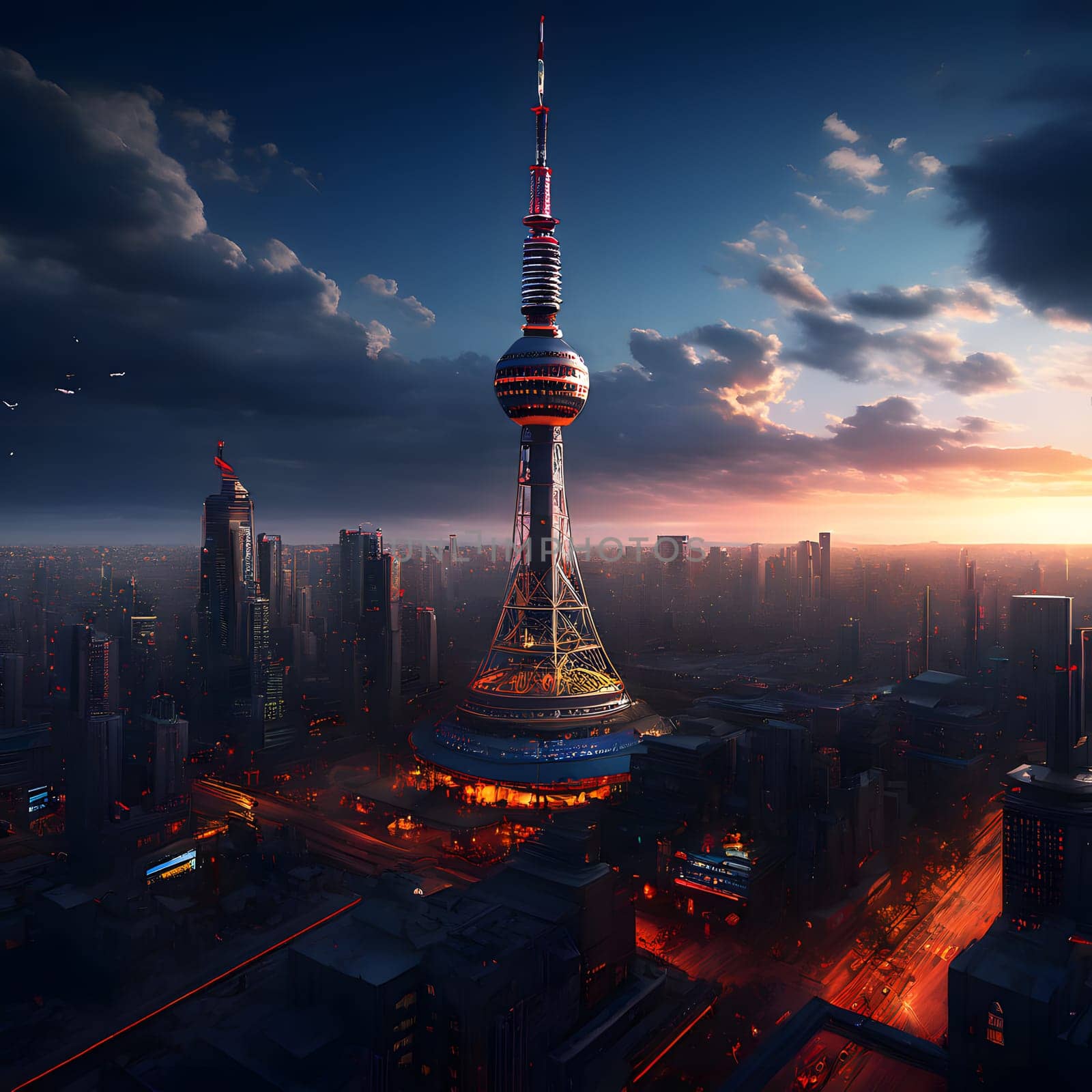high television tower for communication and distribution of signals