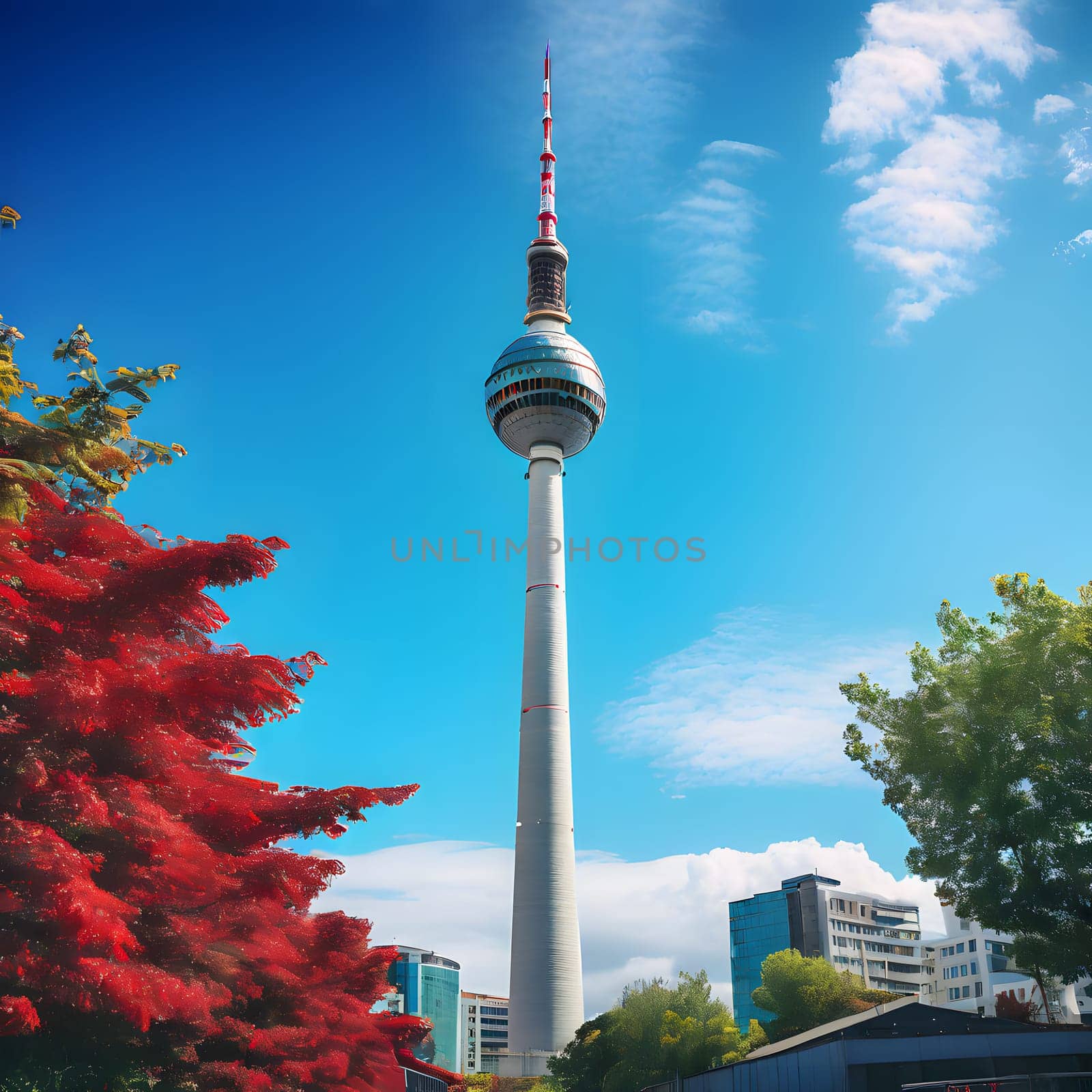 high television tower for communication and distribution of signals