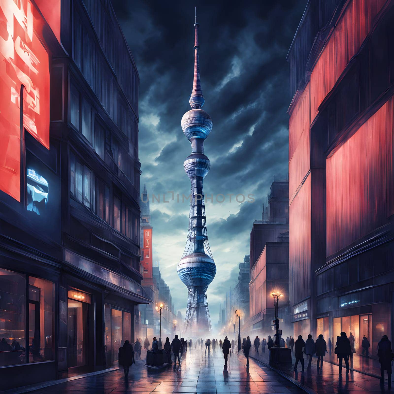 high television tower for communication and distribution of signals