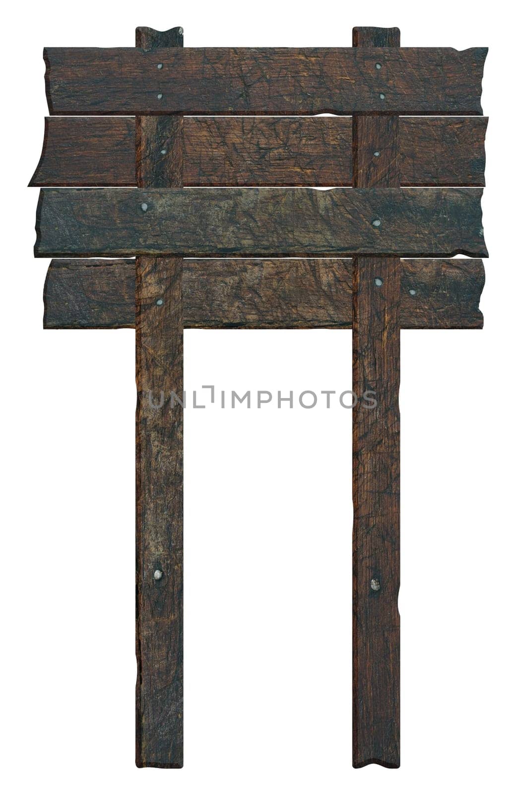 Wooden sign made from brown boards on an isolated background