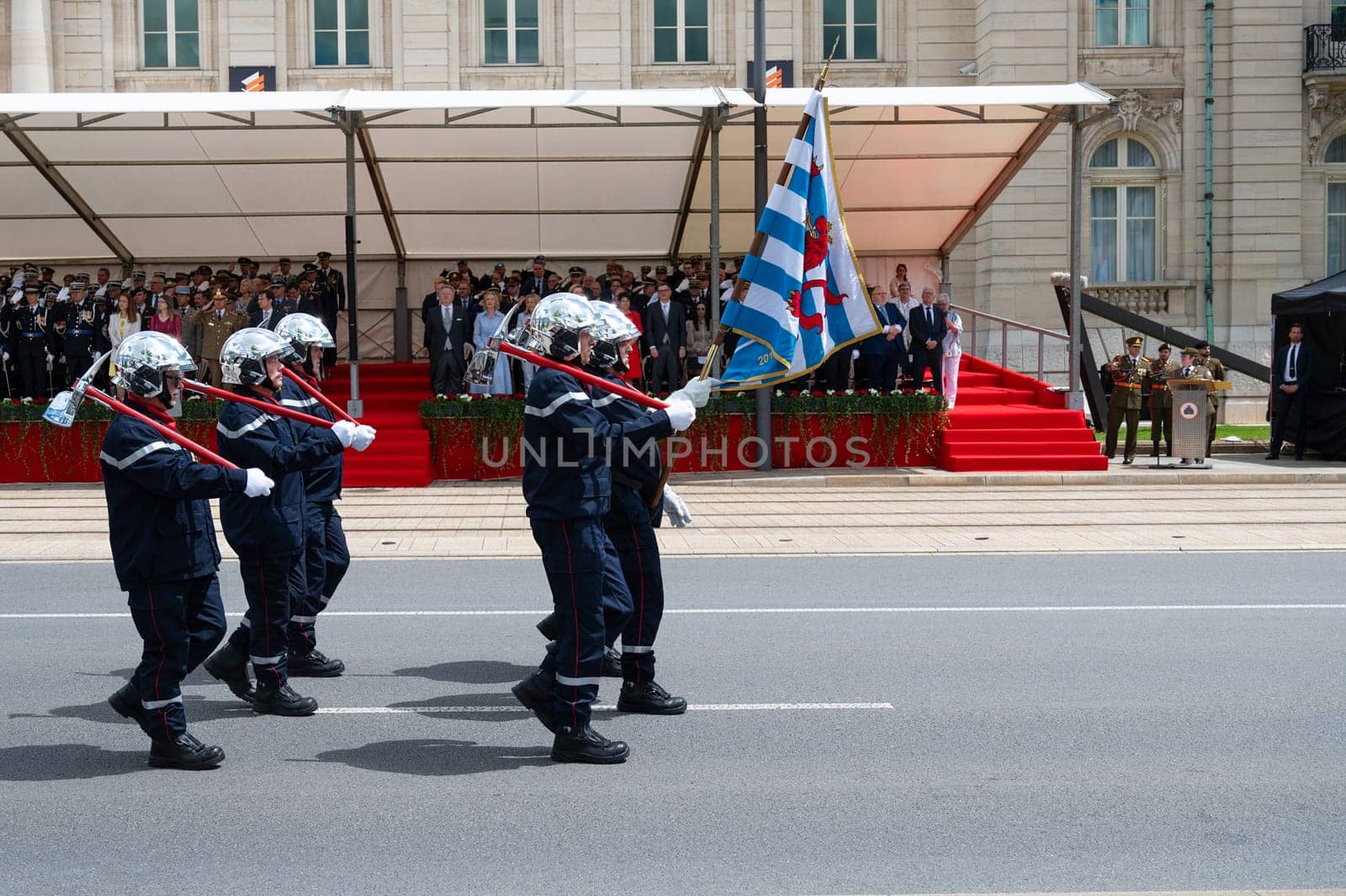 National Day Luxembourg, celebration of the Grand Duke´s birthday, military parade with luxembourgish army, police, fire department, rescue service and armed forced, Luxembourg city, 23.06.2024