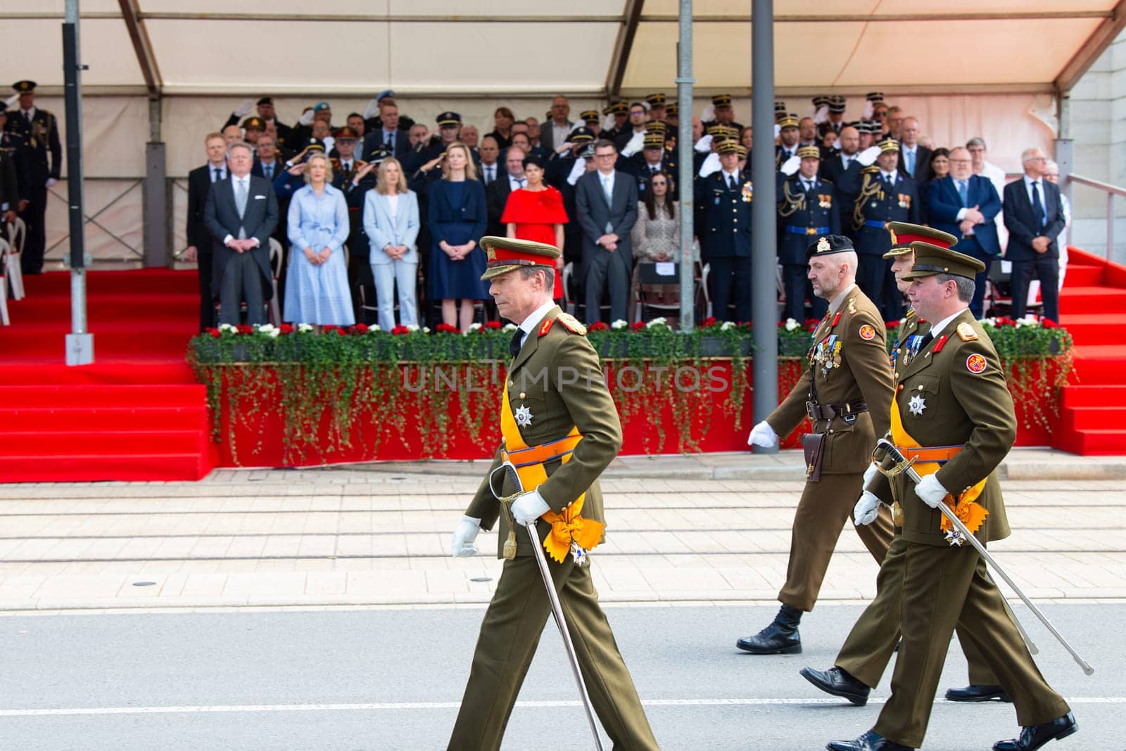 National Day Luxembourg, celebration of the Grand Duke´s birthday, military parade with luxembourgish army, police, fire department, rescue service and armed forced, Luxembourg city, 23.06.2024