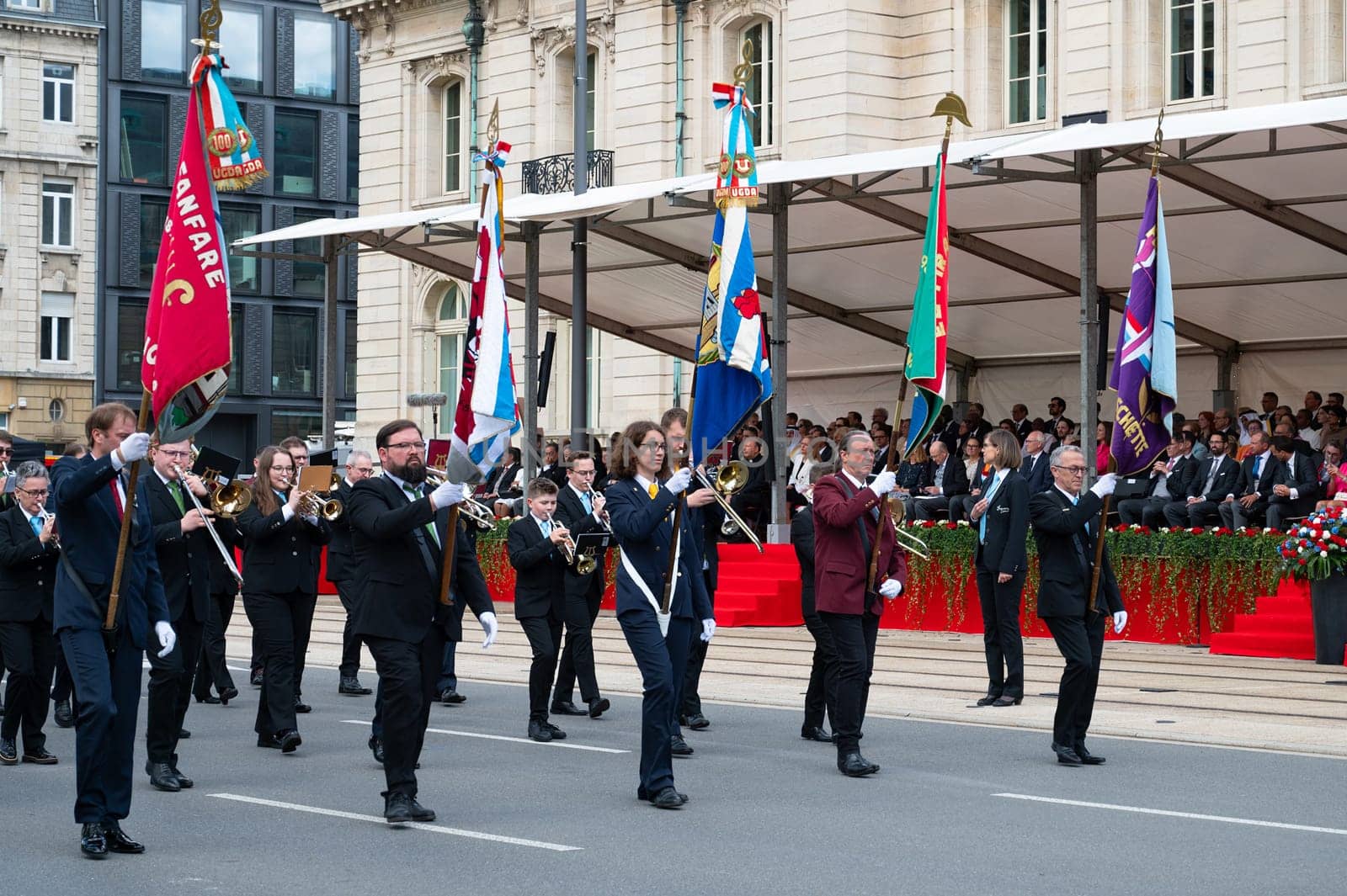 National Day Luxembourg, celebration of the Grand Duke´s birthday, military parade with luxembourgish army, police, fire department, rescue service and armed forced, Luxembourg city, 23.06.2024
