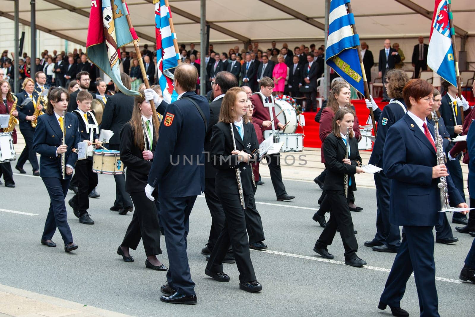National Day Luxembourg, celebration of the Grand Duke´s birthday, military parade with luxembourgish army, police, fire department, rescue service and armed forced, Luxembourg city, 23.06.2024